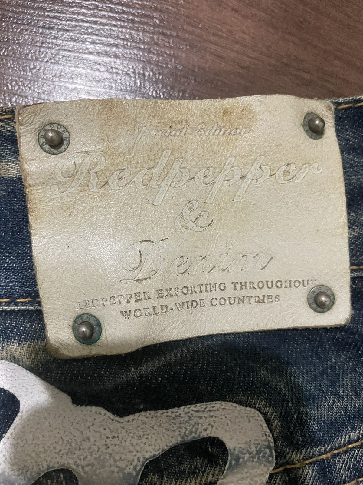 Japanese Brand Japanese Brand Red Pepper Stone Wash Skull Patches Jeans Size US 31 - 16 Thumbnail