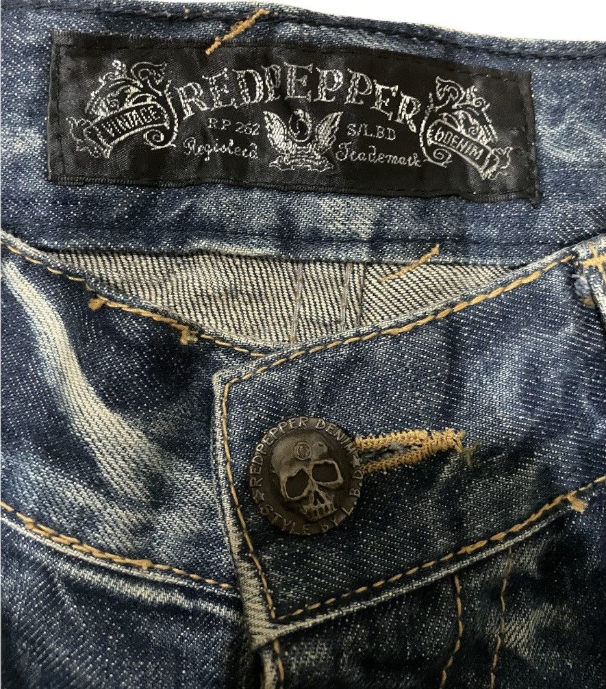 Japanese Brand Japanese Brand Red Pepper Stone Wash Skull Patches Jeans Size US 31 - 10 Thumbnail