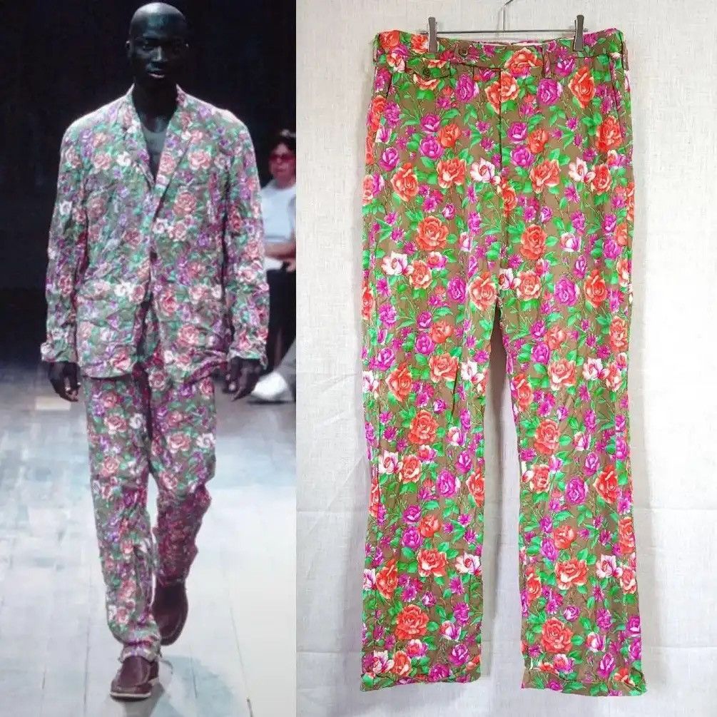 Yohji Yamamoto Runway SS2001 (Sz3) Floral Tailored Flower Trousers Size US 34 / EU 50 - 2 Thumbnail