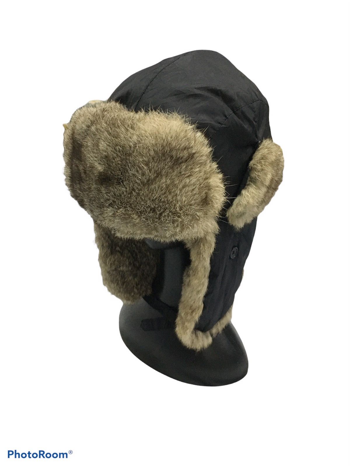 image of Mink Fur Coat x Winter Session Winter Seasons Trooper Earflat Real Furr in Black, Men's