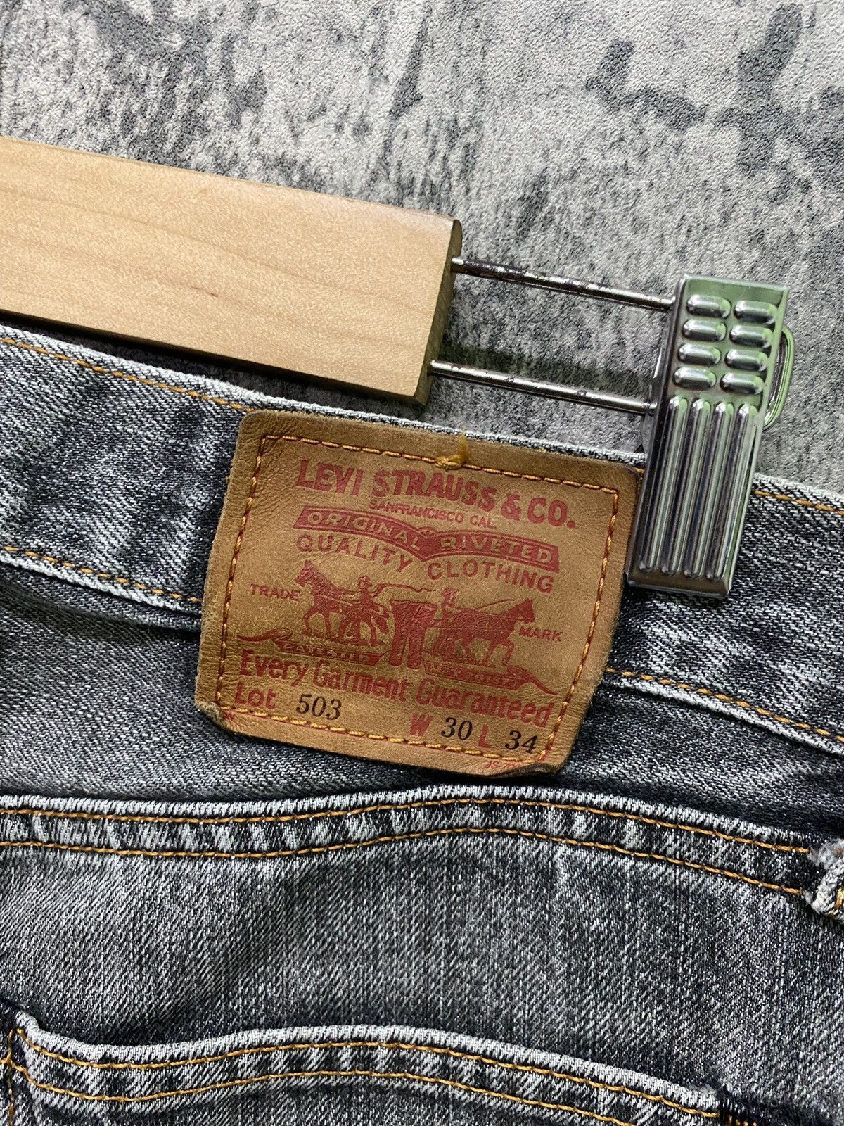 Levi's × Levi's Vintage Clothing × Vintage Vintage 90s LEVIS Black Grey 503 Distressed Denim Size US 28 / EU 44 - 17 Thumbnail