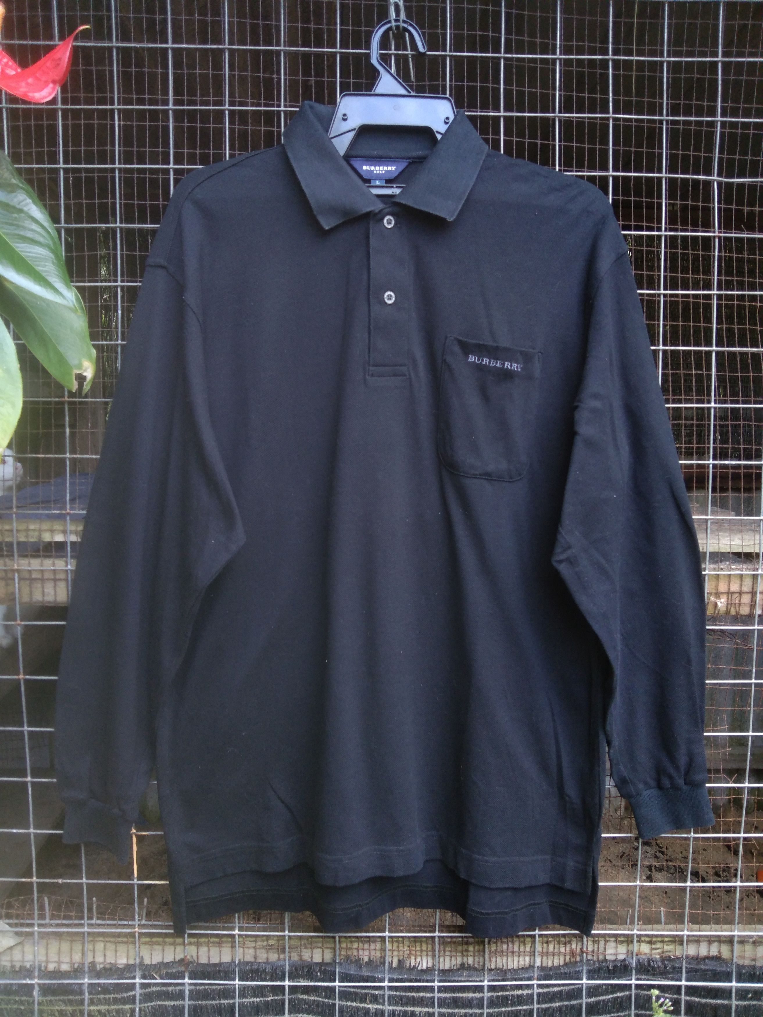 image of Burberry Golf Japan Long Sleeve Shirt in Black, Men's (Size Large)