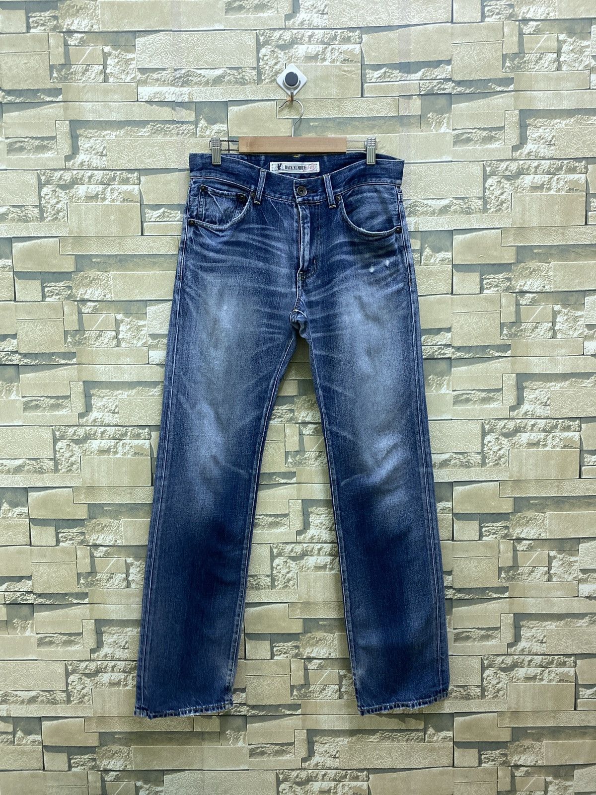 image of Vintage Back Number No 02 Washed Denim Jeans in Blue, Men's (Size 30)