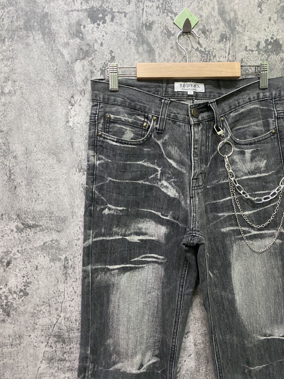 Hysteric Glamour × If Six Was Nine × Le Grande Bleu (L.G.B.) Vintage LOWBOX Black Acid Wash Claw Marks Denim Size US 29 - 4 Thumbnail