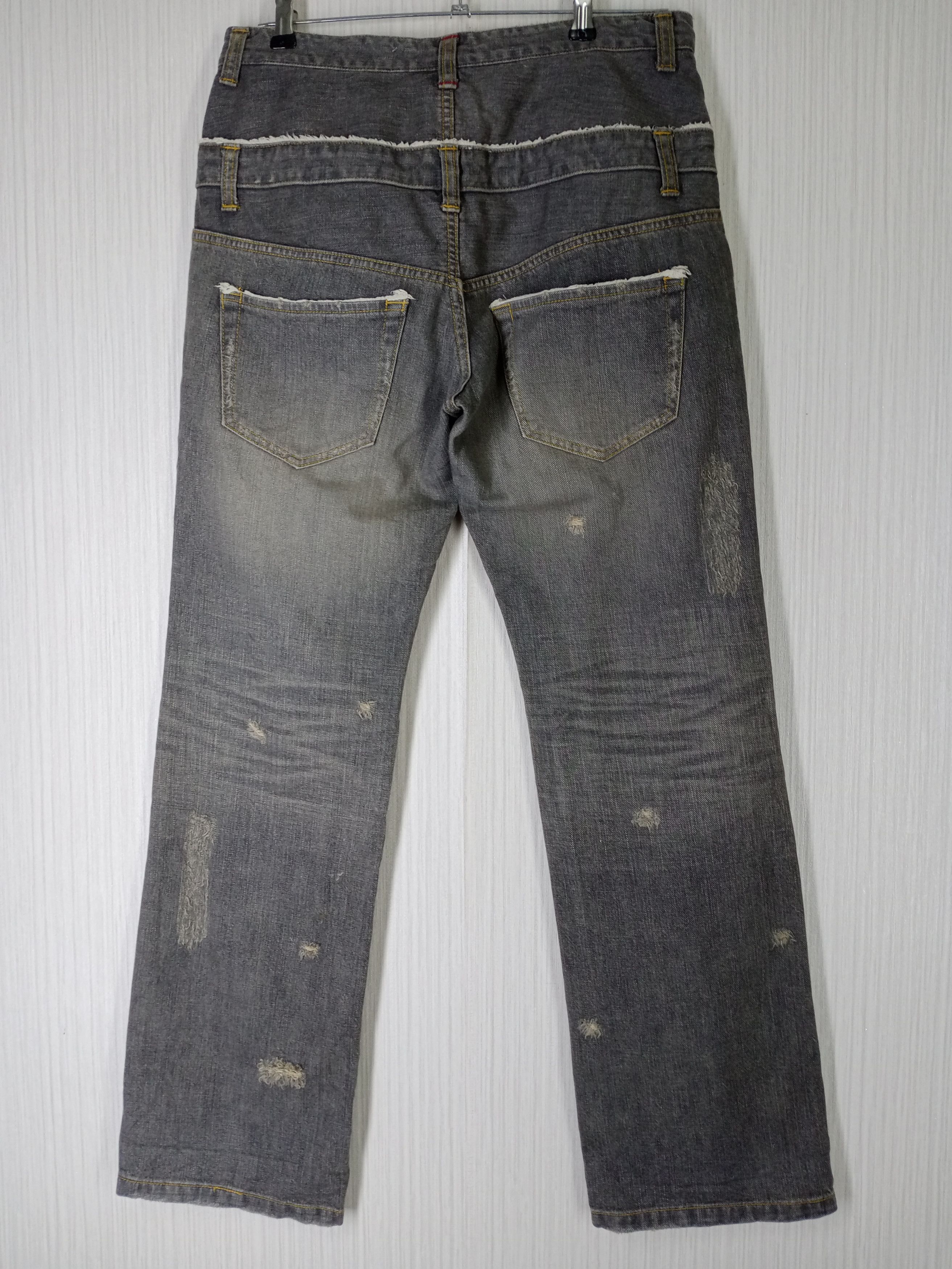 Designer × Issey Miyake Sunaokuwahara Issey Miyake Double Waist Distressed Denim Size US 32 / EU 48 - 2 Thumbnail