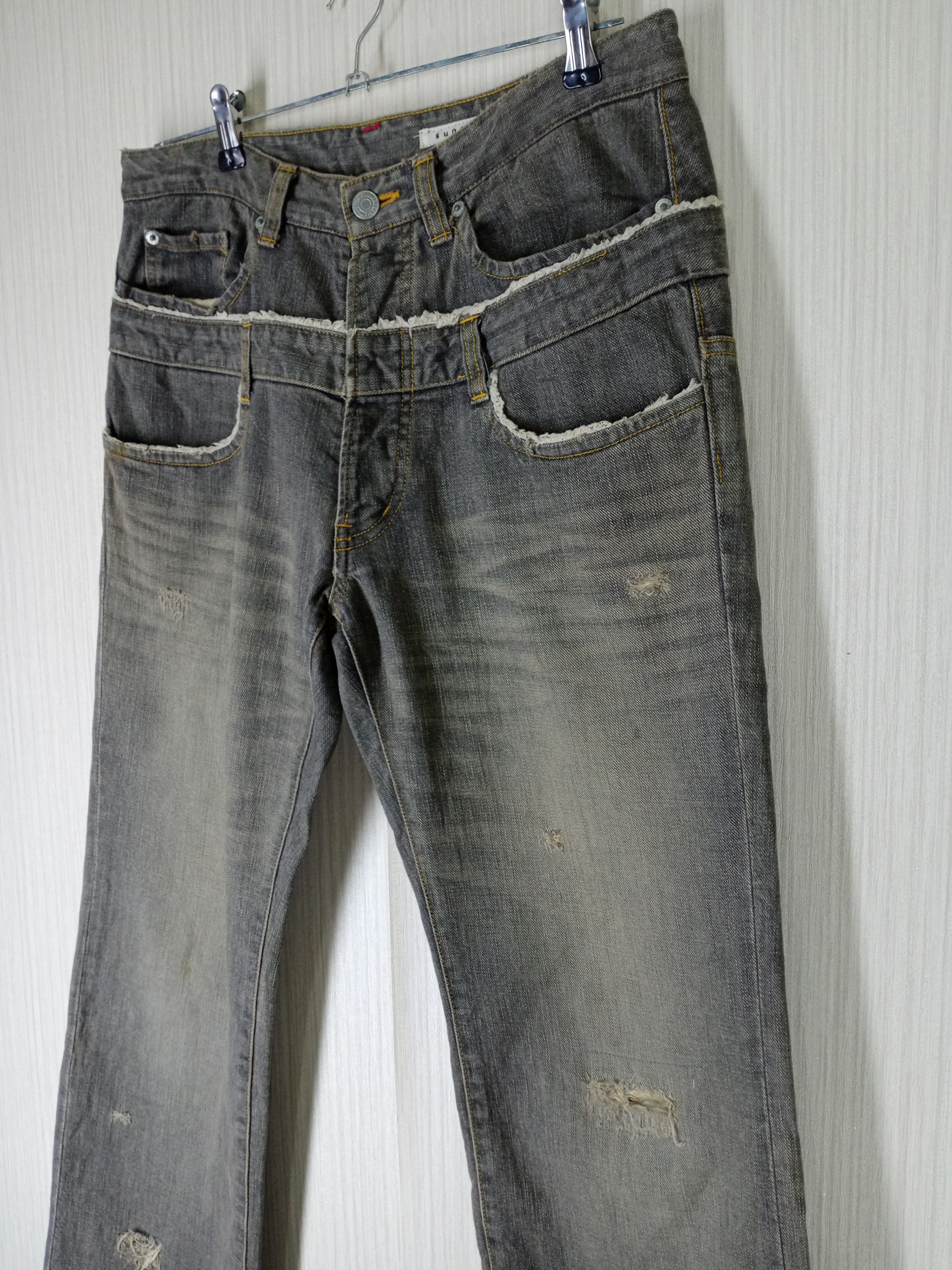 Designer × Issey Miyake Sunaokuwahara Issey Miyake Double Waist Distressed Denim Size US 32 / EU 48 - 4 Thumbnail