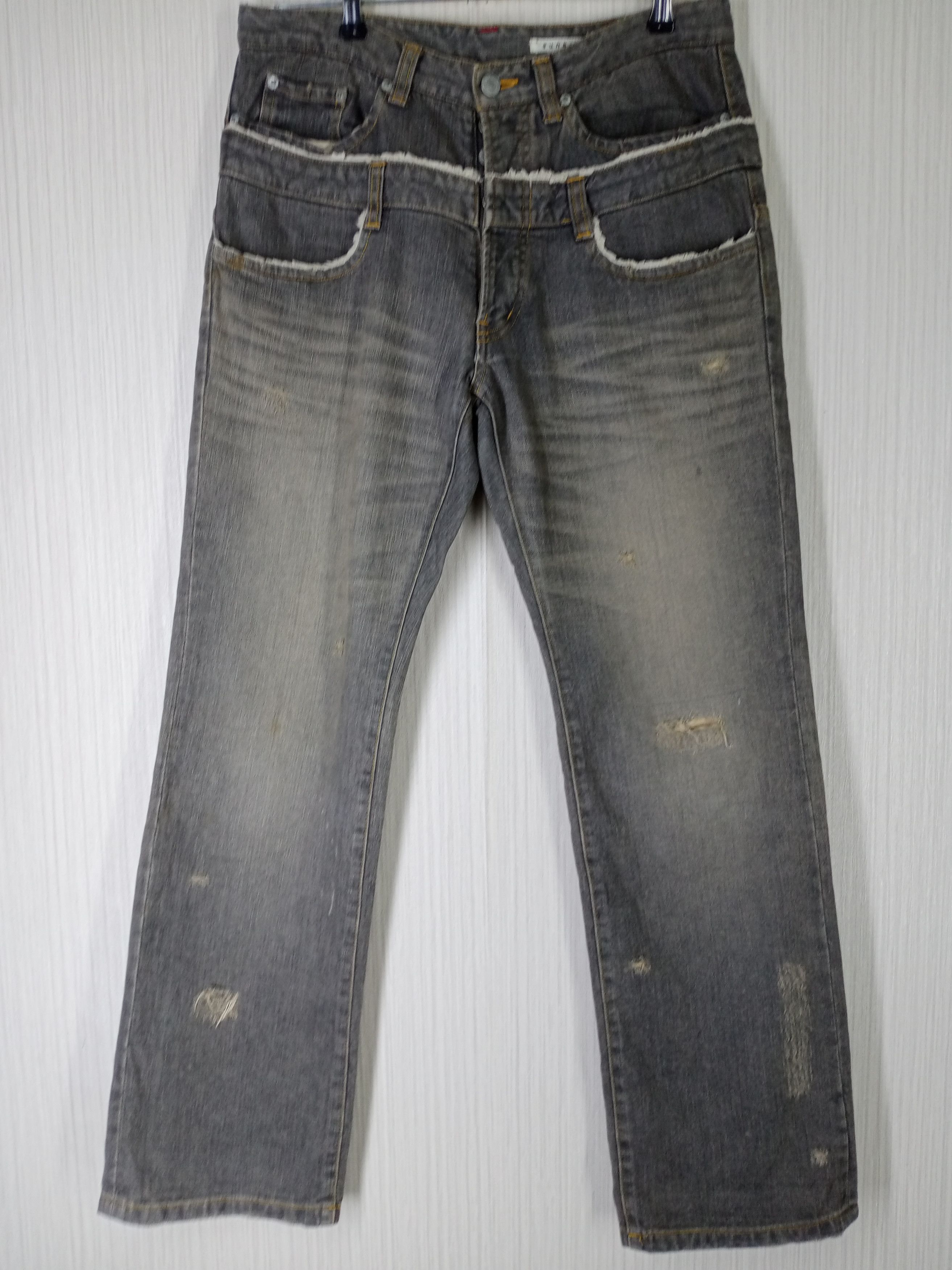 Designer × Issey Miyake Sunaokuwahara Issey Miyake Double Waist Distressed Denim Size US 32 / EU 48 - 1 Thumbnail