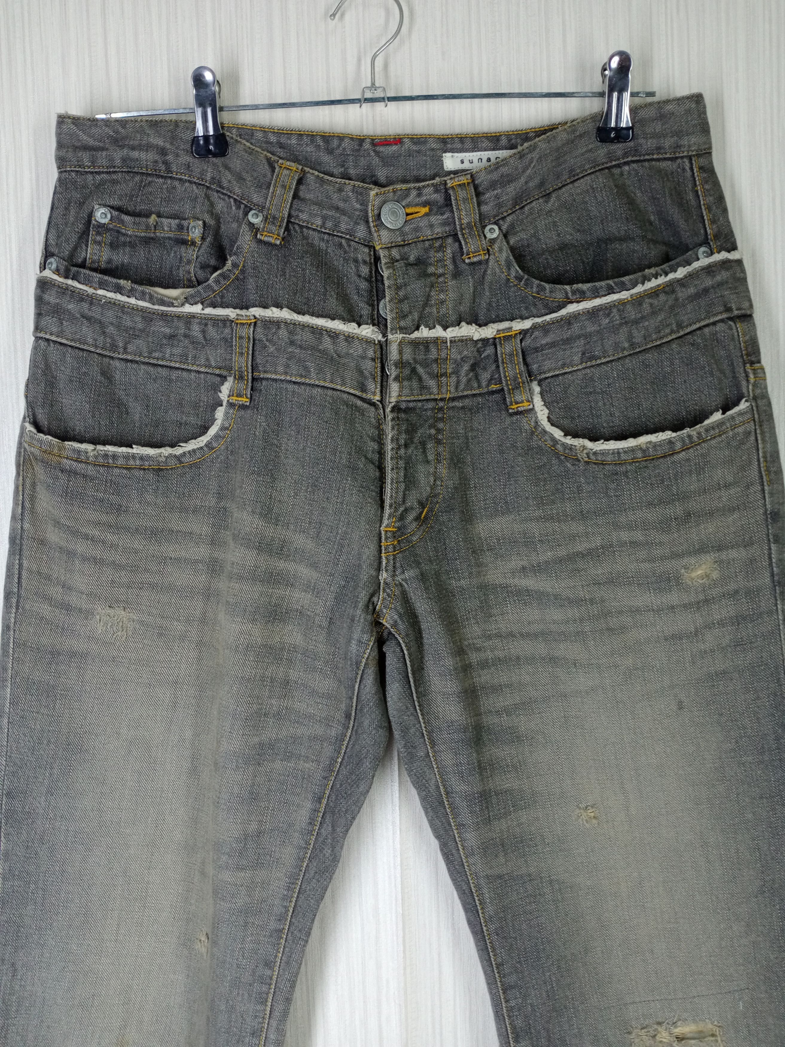 Designer × Issey Miyake Sunaokuwahara Issey Miyake Double Waist Distressed Denim Size US 32 / EU 48 - 3 Thumbnail