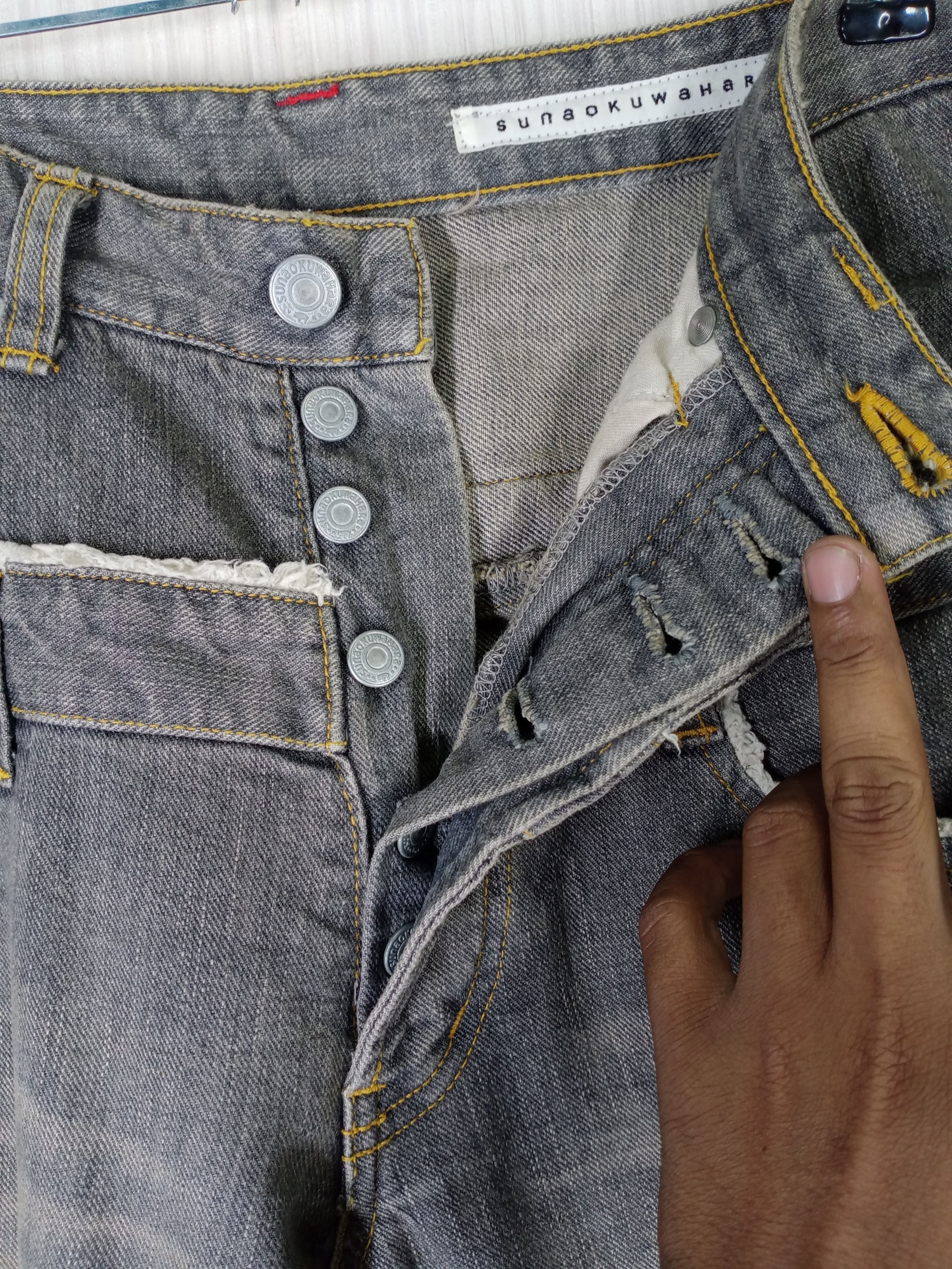 Designer × Issey Miyake Sunaokuwahara Issey Miyake Double Waist Distressed Denim Size US 32 / EU 48 - 7 Thumbnail