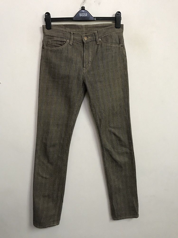 HG Japan Leather Patch Tartan Paid Check Skinny Pant