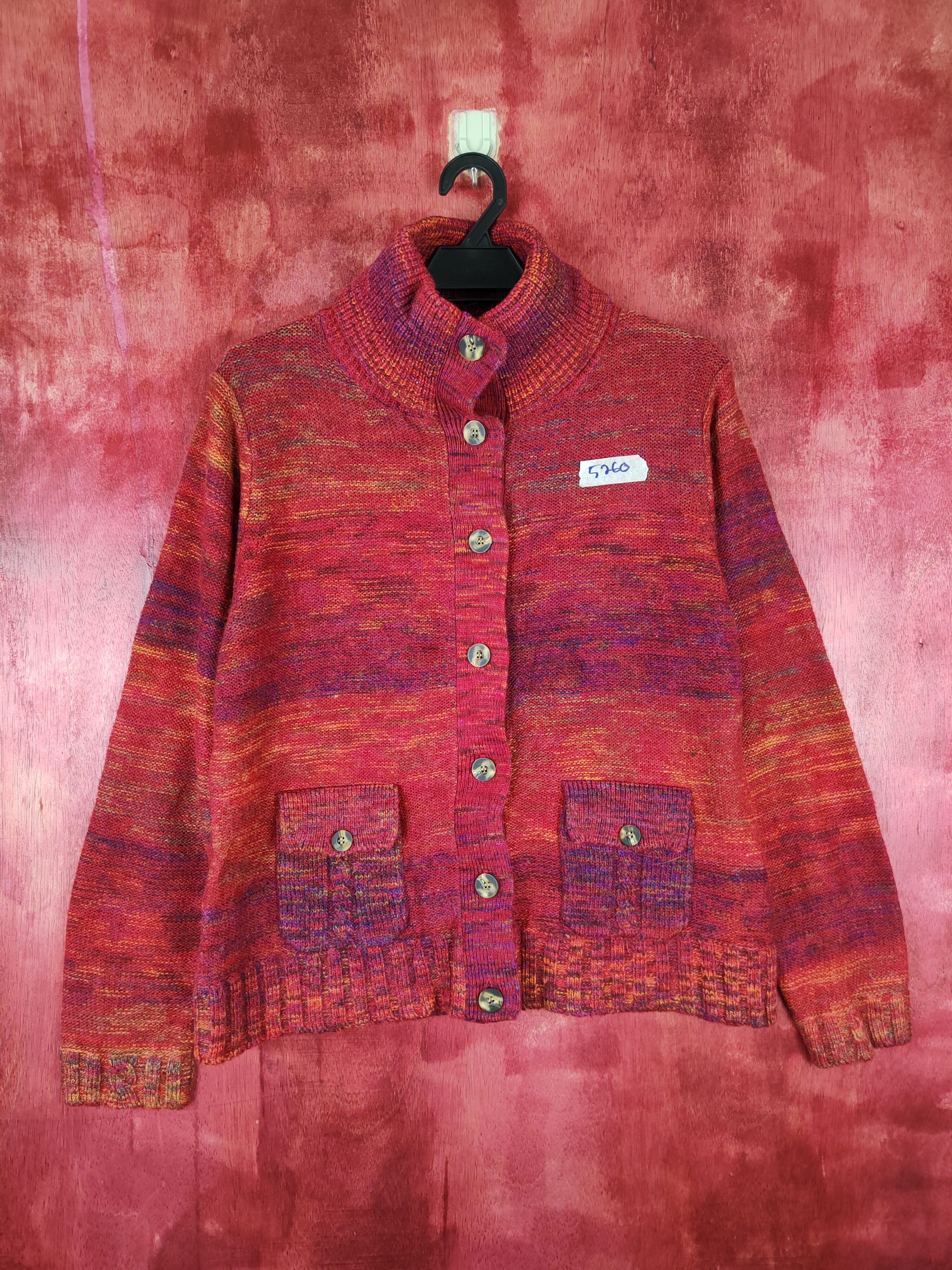 image of Patterned Cardigans Tina Lisa Red Knitwear Cardigan Japan 5260, Women's (Size Large)