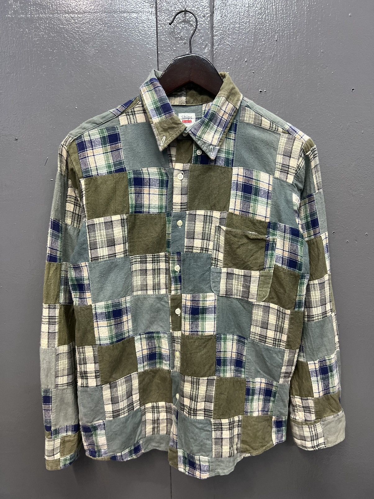 image of Made In USA x Ships Vintage Ships Patchwork Button Up Shirt, Men's (Size Small)