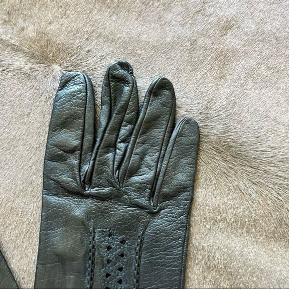 Leather × Vintage VTG Leather Laser Cut Out Floral Gloves Size ONE SIZE - 3 Thumbnail