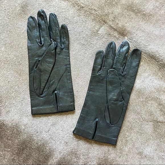 Leather × Vintage VTG Leather Laser Cut Out Floral Gloves Size ONE SIZE - 4 Thumbnail
