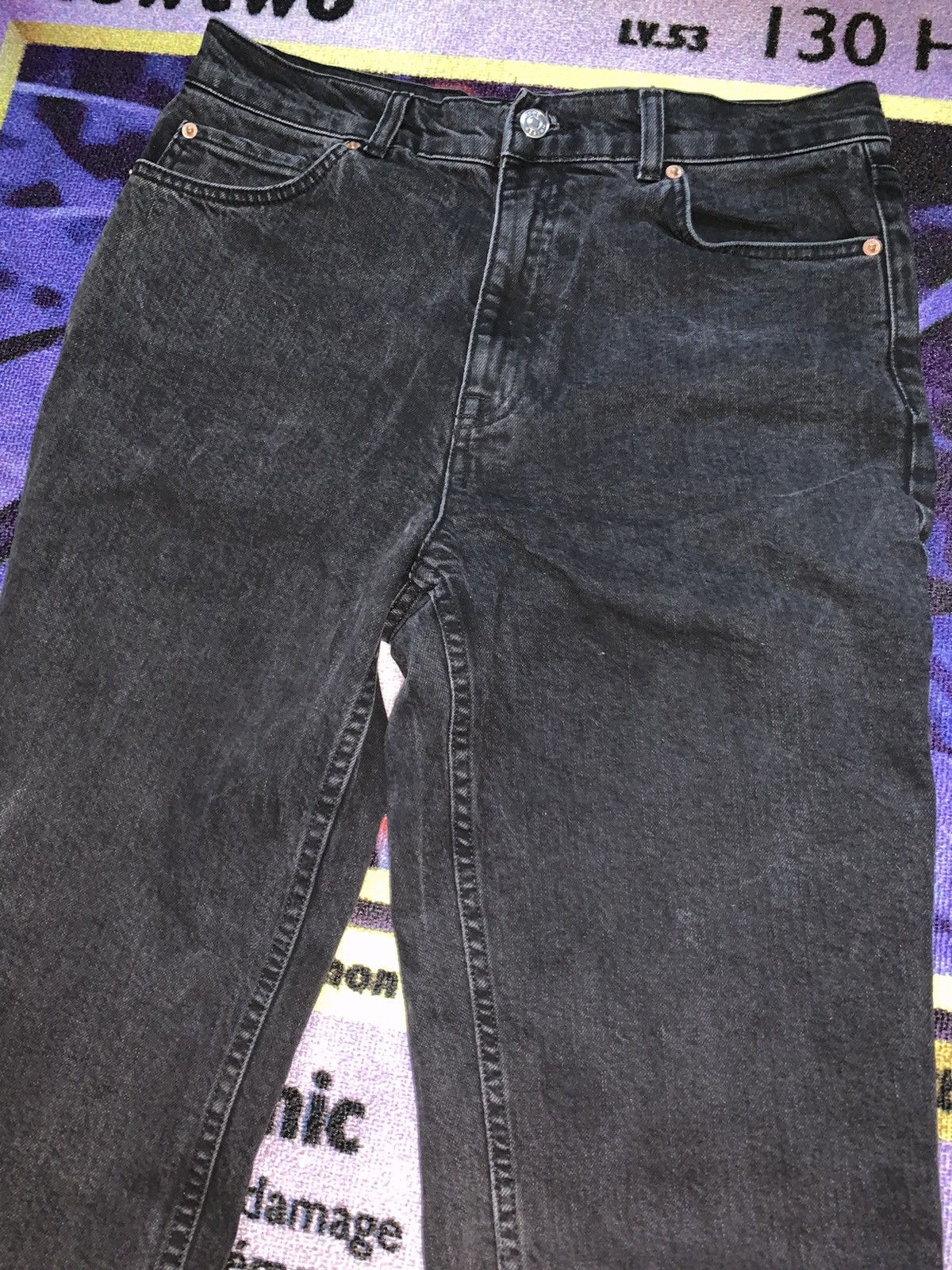 Vintage Black Denim Straight Jeans Size US 30 / EU 46 - 3 Thumbnail