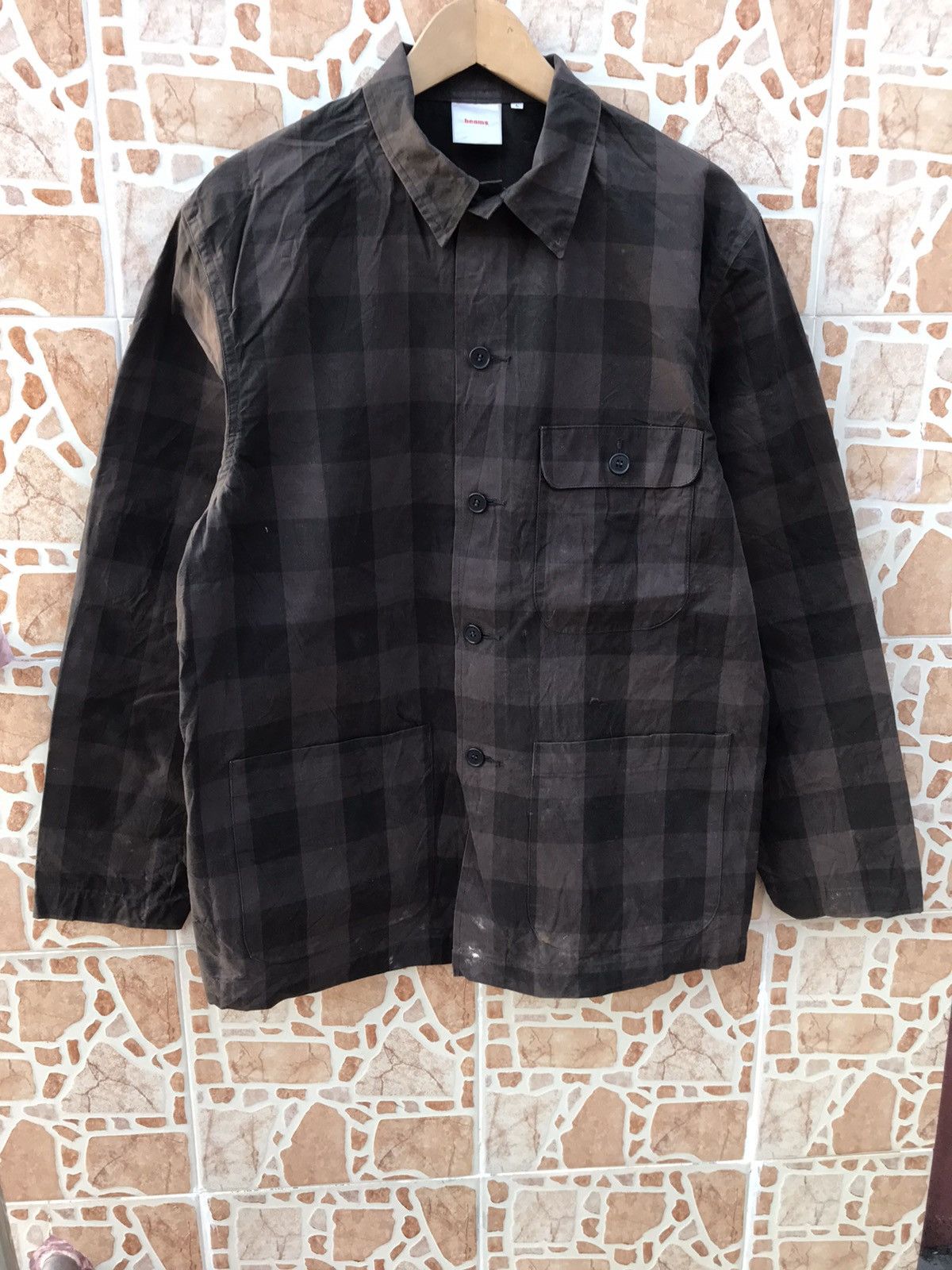 BEAMS STRIPED WORKWEAR JACKET
