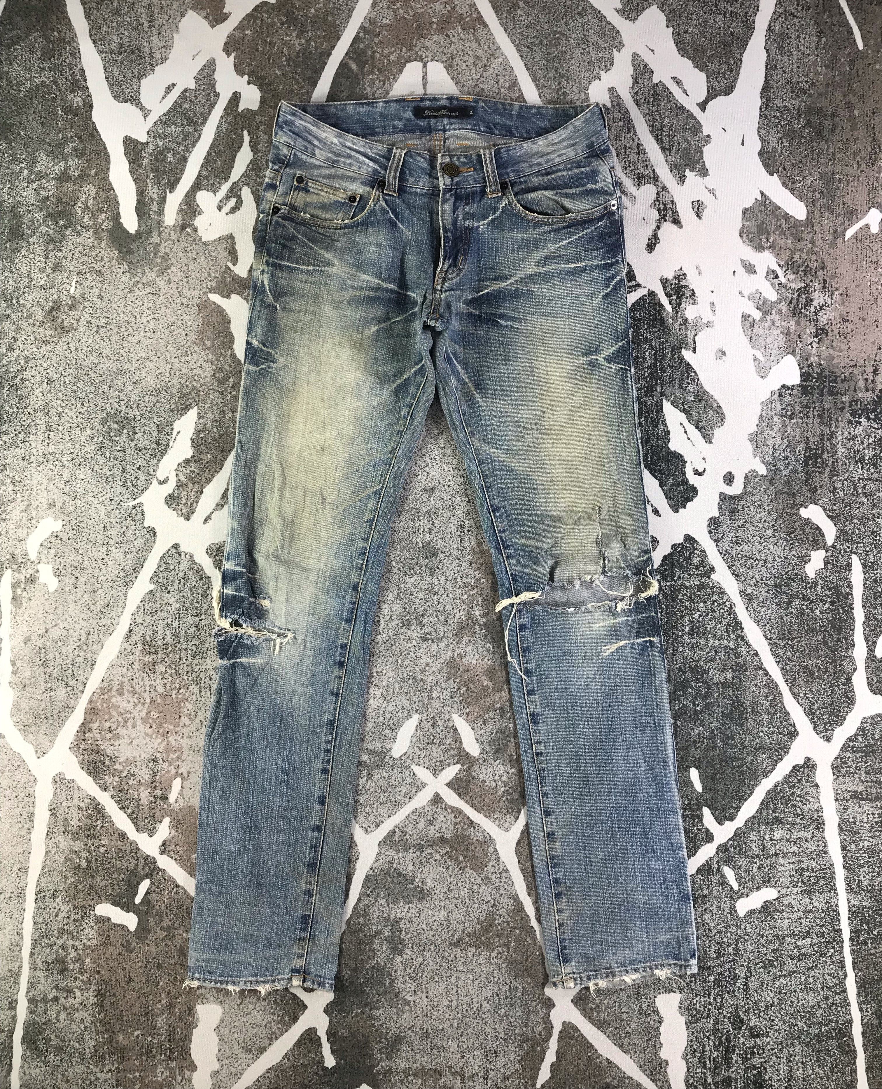 image of Distressed Denim x Vintage Root Three Skinny Jeans Destroyed Denim in Blue, Men's (Size 29)