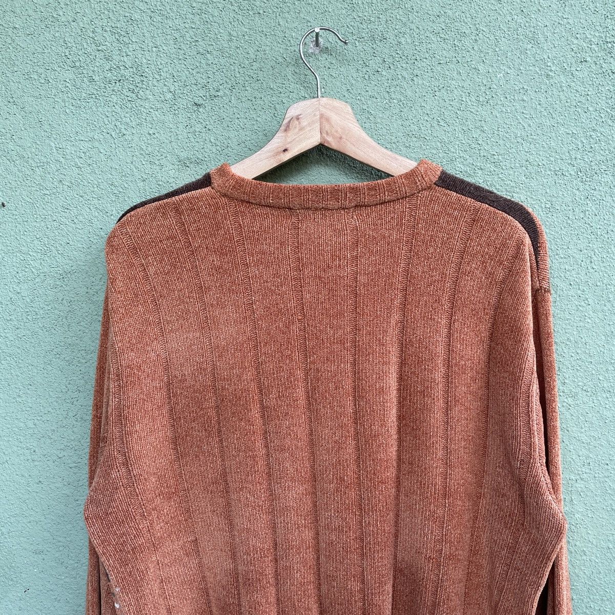 Aran Isles Knitwear × Homespun Knitwear × Japanese Brand Vintage Spario Velvet Striped Orange Knitwear Sweater Size US L / EU 52-54 / 3 - 9 Thumbnail