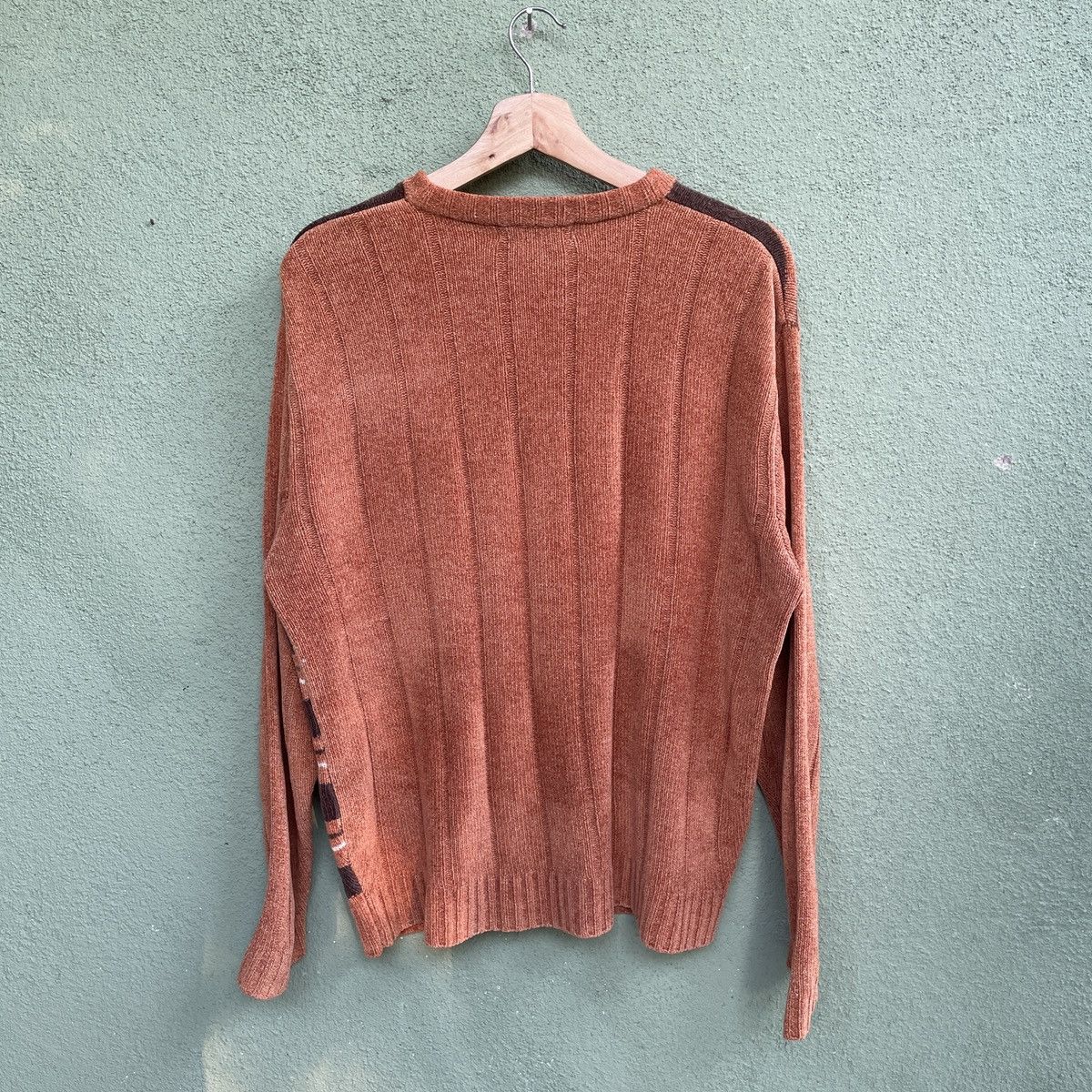 Aran Isles Knitwear × Homespun Knitwear × Japanese Brand Vintage Spario Velvet Striped Orange Knitwear Sweater Size US L / EU 52-54 / 3 - 10 Thumbnail