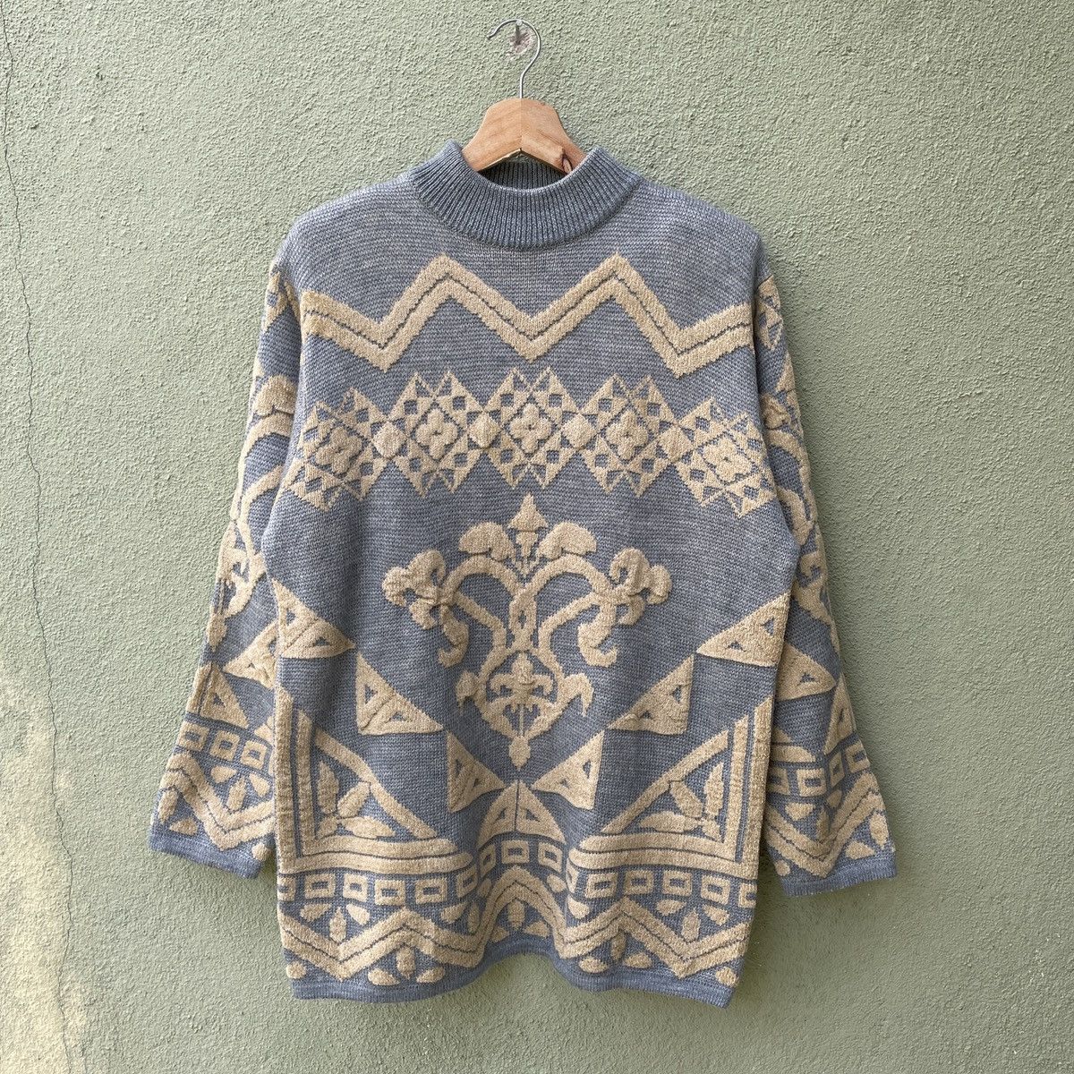 Aran Isles Knitwear Vintage BIANCA Rare Design Full Print Knitwear Sweater JAPAN Size US L / EU 52-54 / 3 - 1 Thumbnail