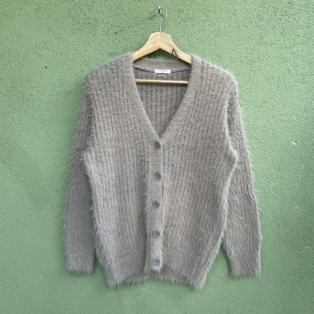 image of Aran Isles Knitwear x Cardigan Vintage Glacier Mohair Shag Shaggy Fur Cardigan Knitwear in Purple G