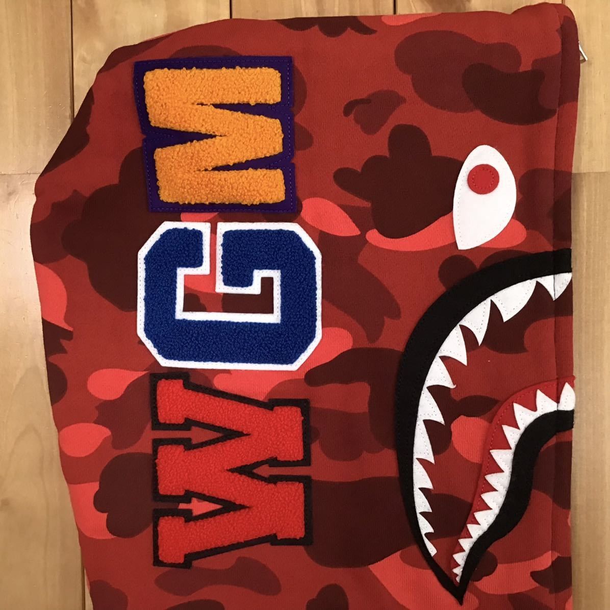 Bape BAPE Shark full zip hoodie vest red camo × dark navy Size US M / EU 48-50 / 2 - 3 Thumbnail