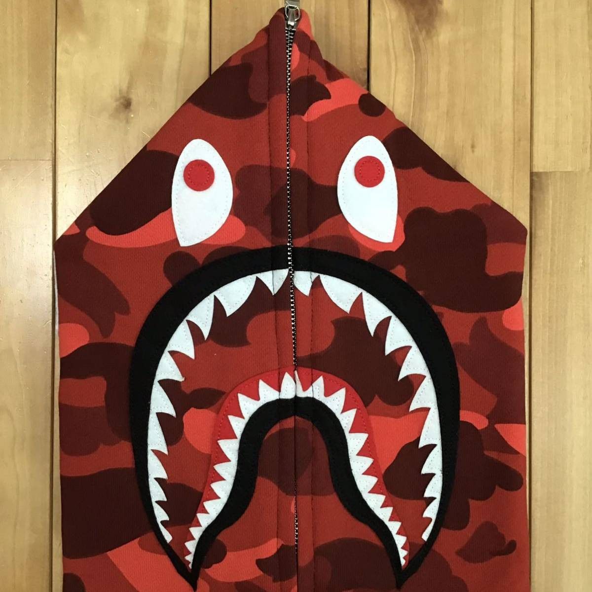 Bape BAPE Shark full zip hoodie vest red camo × dark navy Size US M / EU 48-50 / 2 - 2 Thumbnail