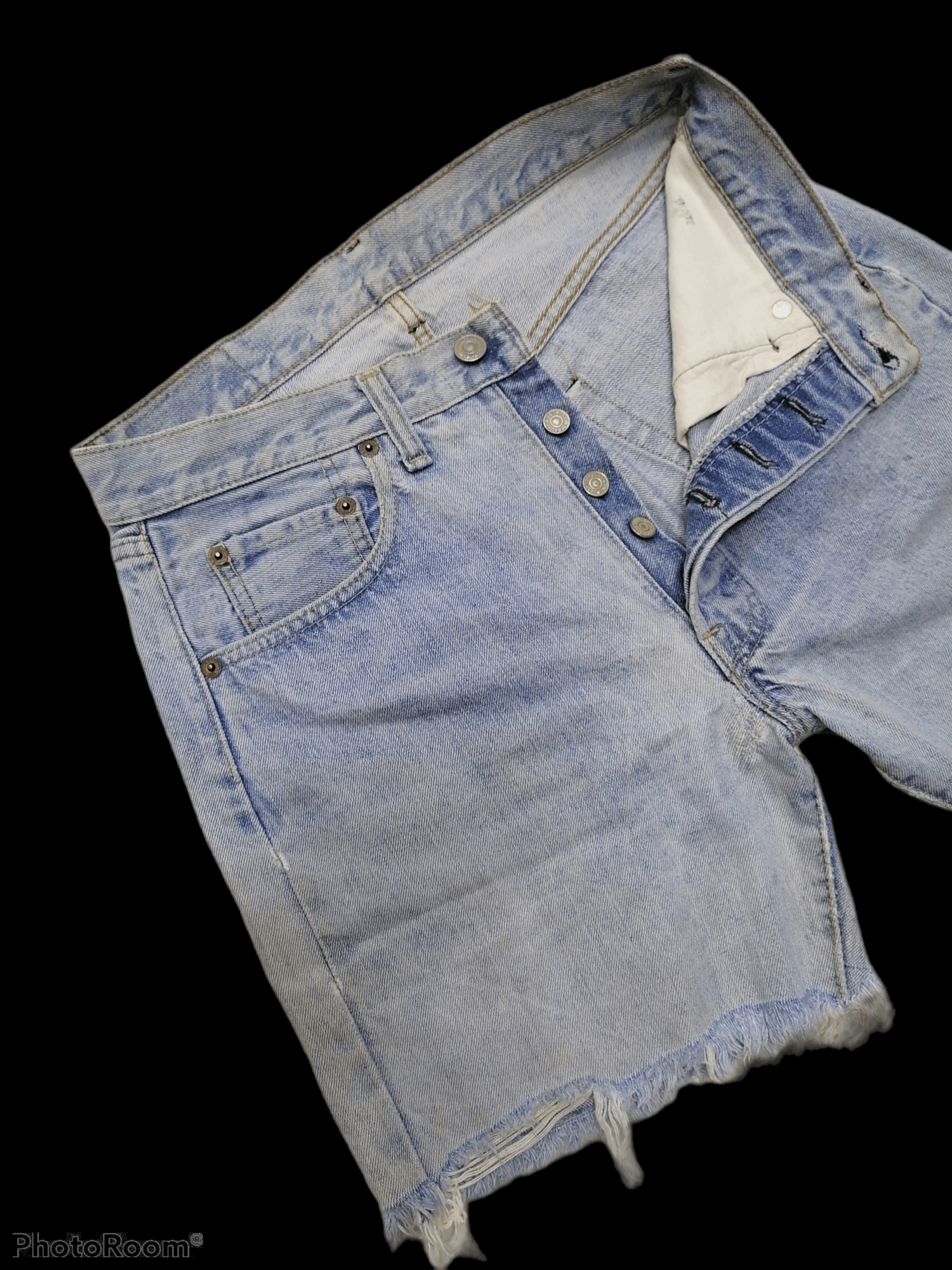 Levi's Vintage Clothing Levi's 501 Rindem Button No 6 Distressed Denim Short Pants Size US 28 / EU 44 - 3 Thumbnail