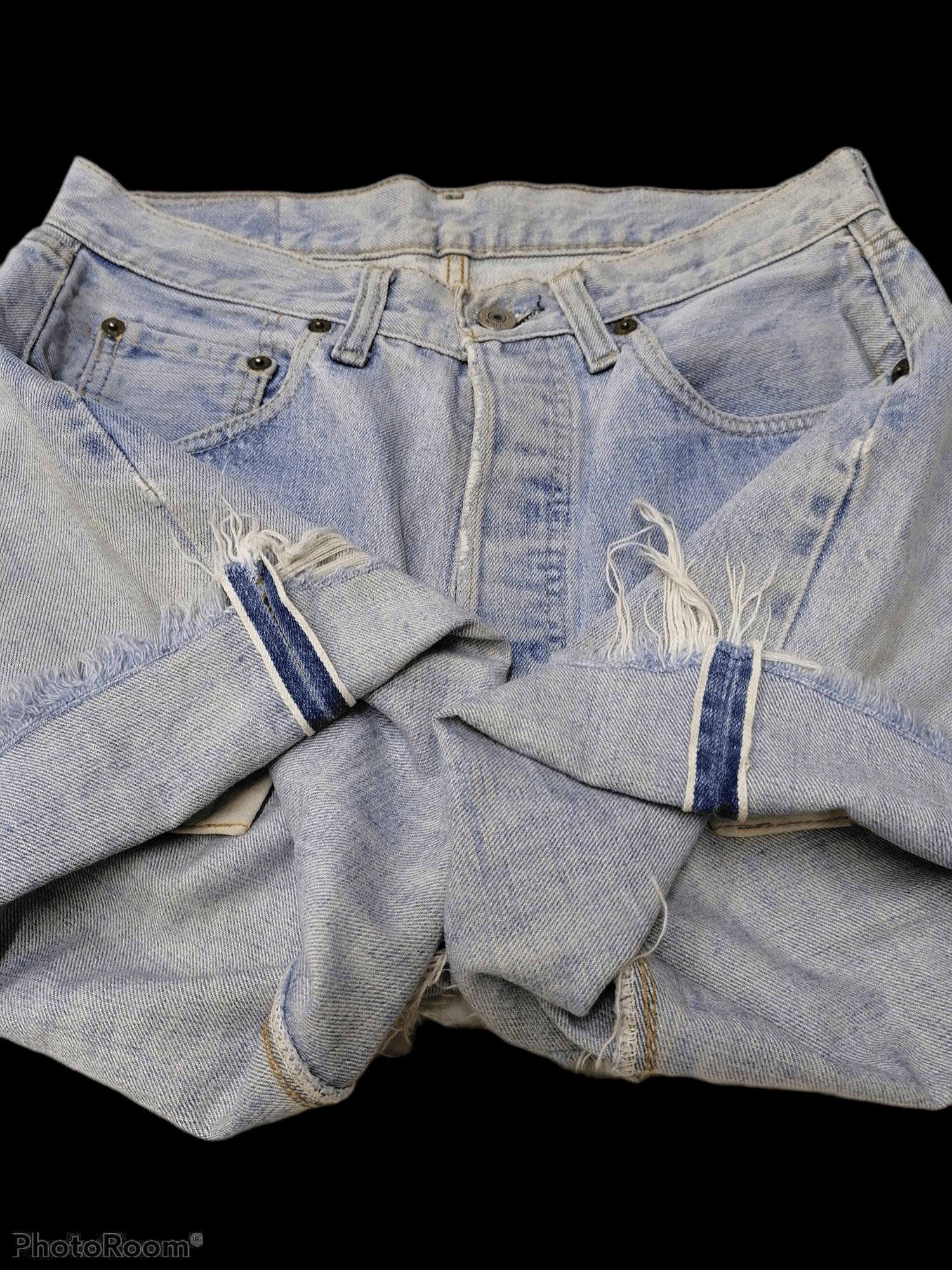 image of Levis Vintage Clothing x Made In USA Levi's 501 Rindem Button No 6 Distressed Denim Short Pants in 