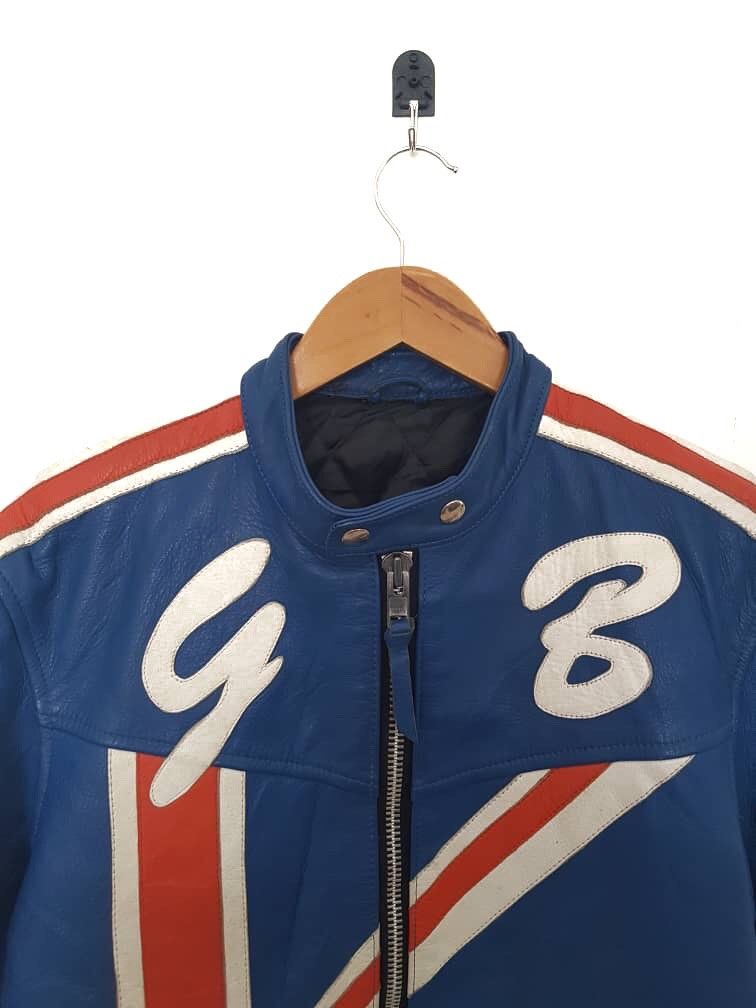 Designer Rare 💥💥Real Leather Jacket Britain Flag Size US M / EU 48-50 / 2 - 4 Thumbnail