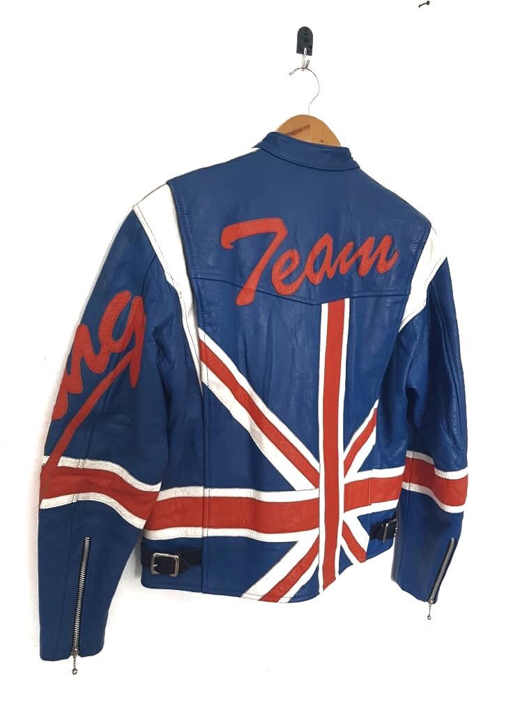 Designer Rare 💥💥Real Leather Jacket Britain Flag Size US M / EU 48-50 / 2 - 8 Thumbnail