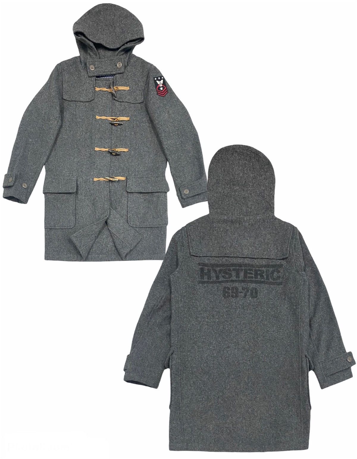 Designer × Hysteric Glamour 🔥VINTAGE HYSTERIC GLAMOUR 69-70 DUFFLE WOOL WITH PATCHES Size US M / EU 48-50 / 2 - 1 Thumbnail
