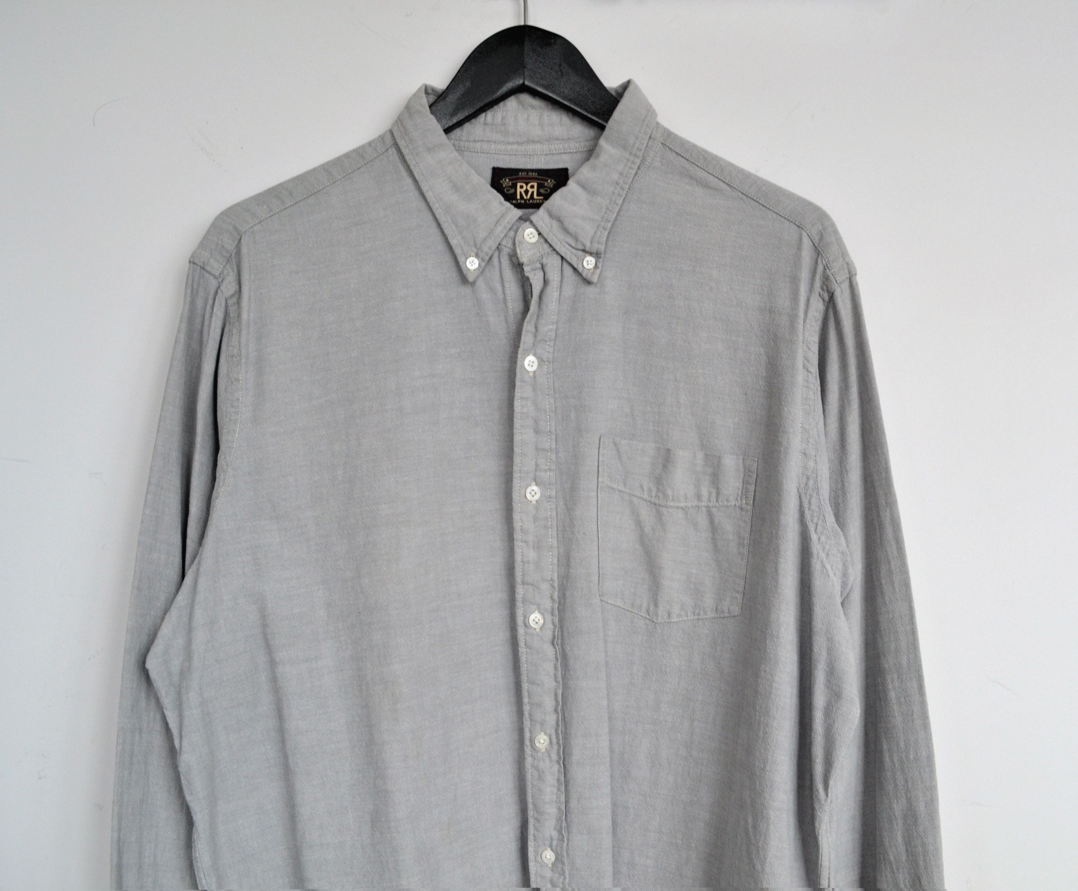 RRL Ralph Lauren RRL Double Ralph Lauren Shirt Button Up Long Sleeve Grey Size US XL / EU 56 / 4 - 2 Thumbnail