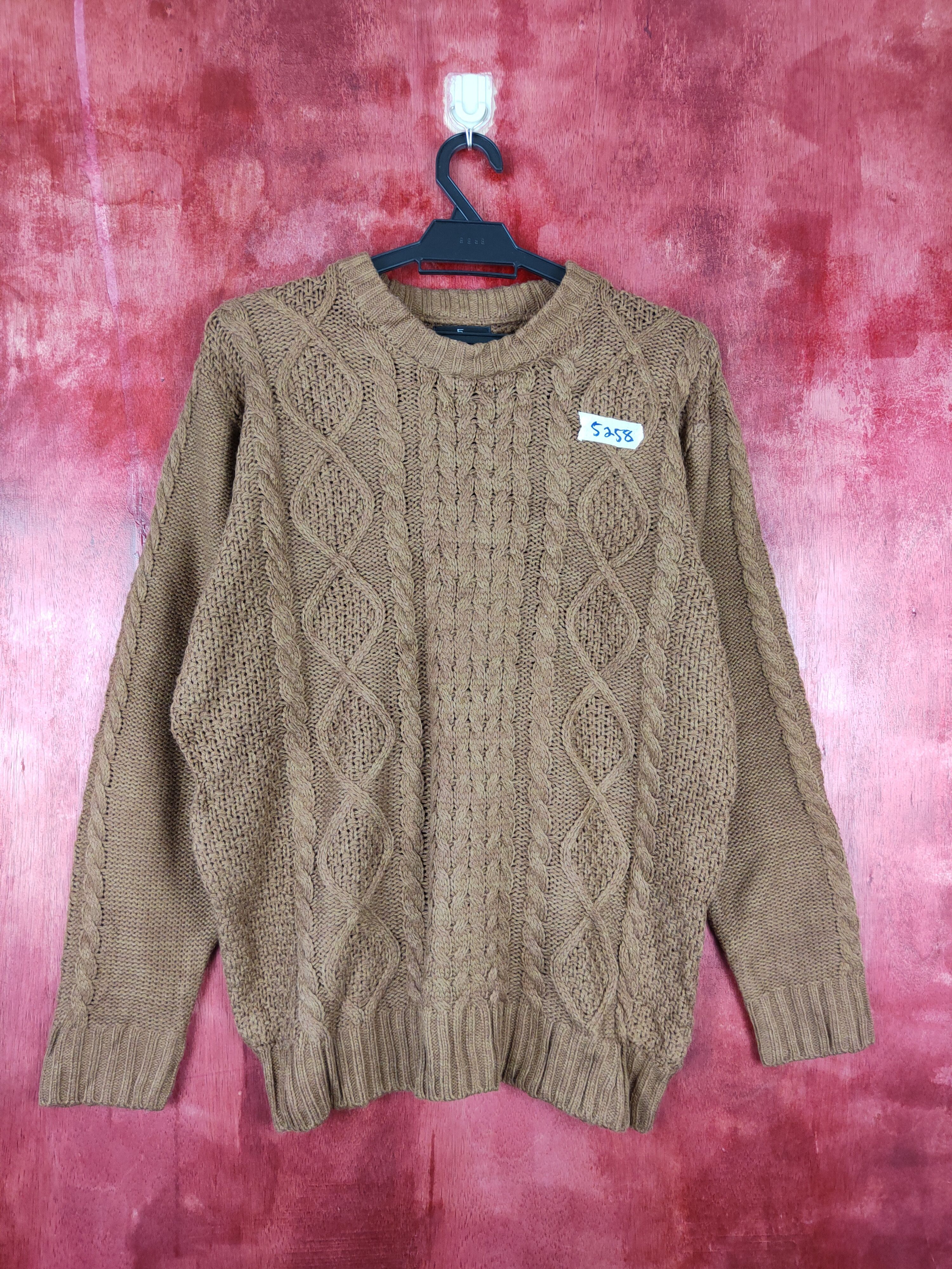 Aran Isles Knitwear × Japanese Brand 5zip Five Brown aran isle cable Knitwear #5258 Size US L / EU 52-54 / 3 - 1 Thumbnail