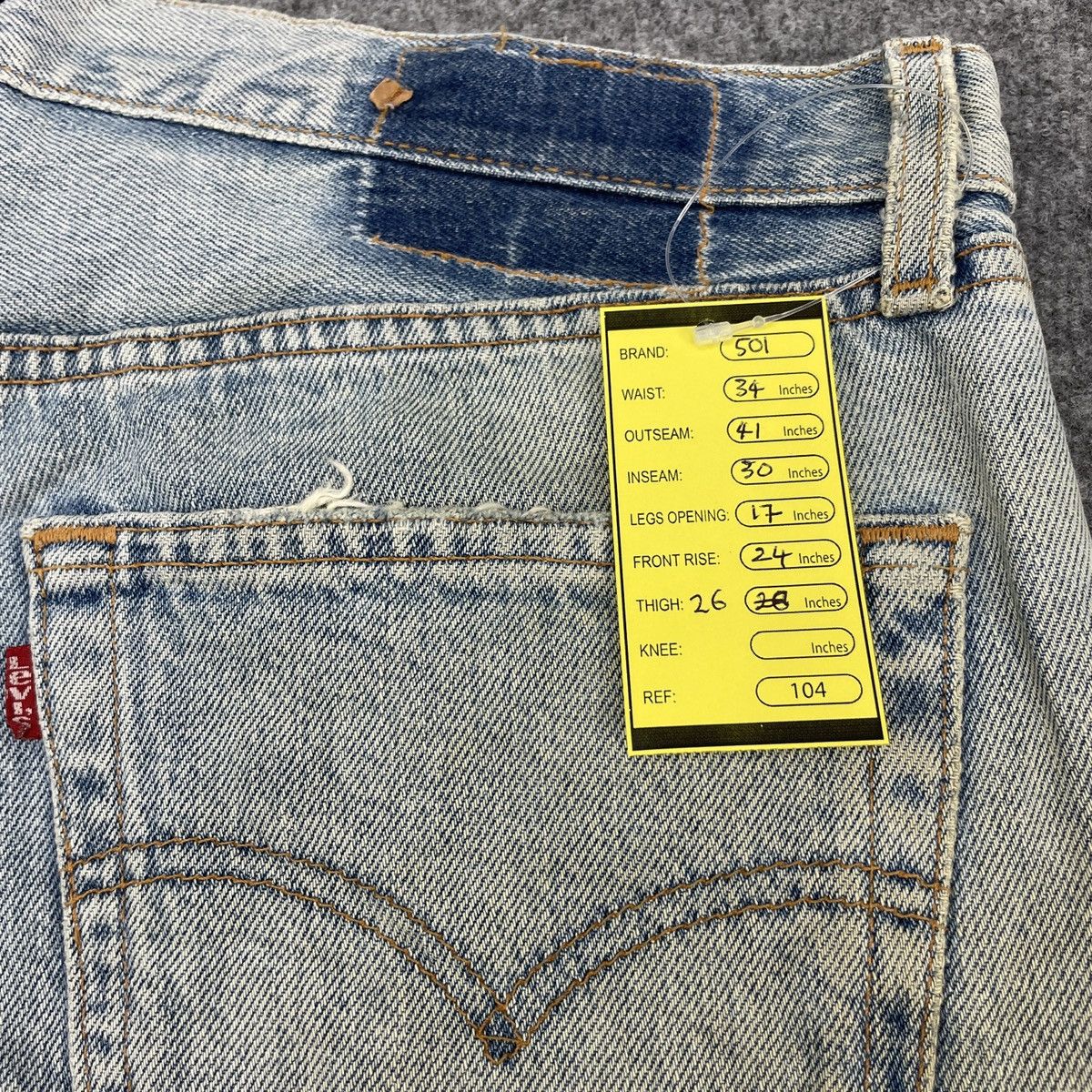 Levi's × Vintage Vintage Levi's 501 Distressed Light Wash -wc104 Size US 34 / EU 50 - 14 Thumbnail