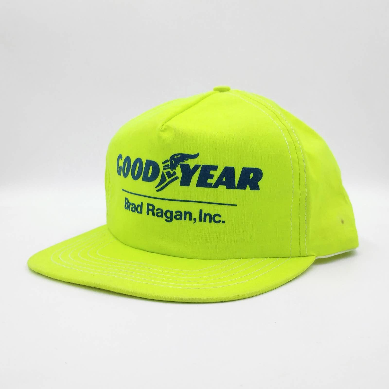 Vintage Vintage Goodyear Tires Snapback Trucker Hat Neon Green USA Size ONE SIZE - 3 Thumbnail