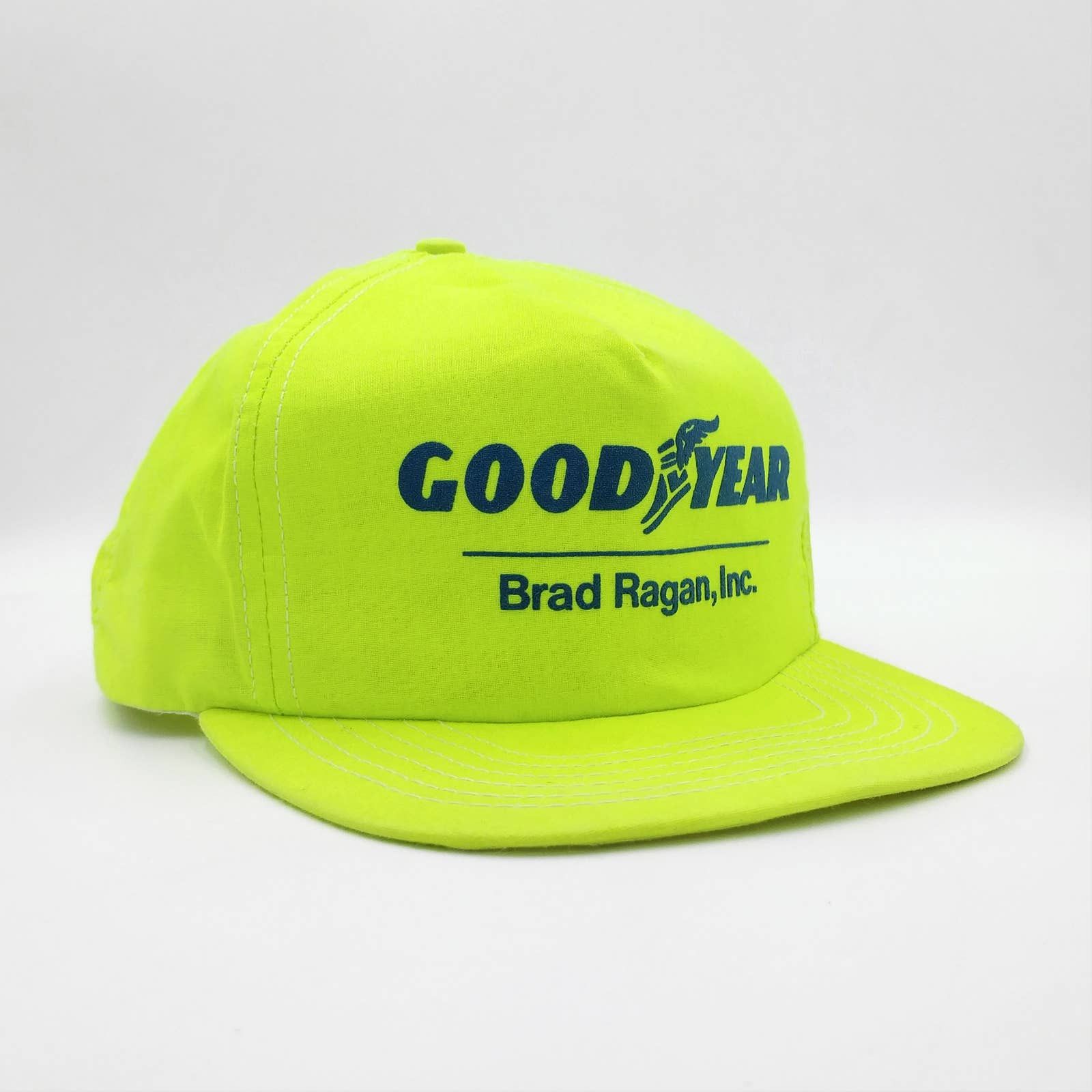 Vintage Goodyear Tires Snapback Trucker Hat Neon Green USA