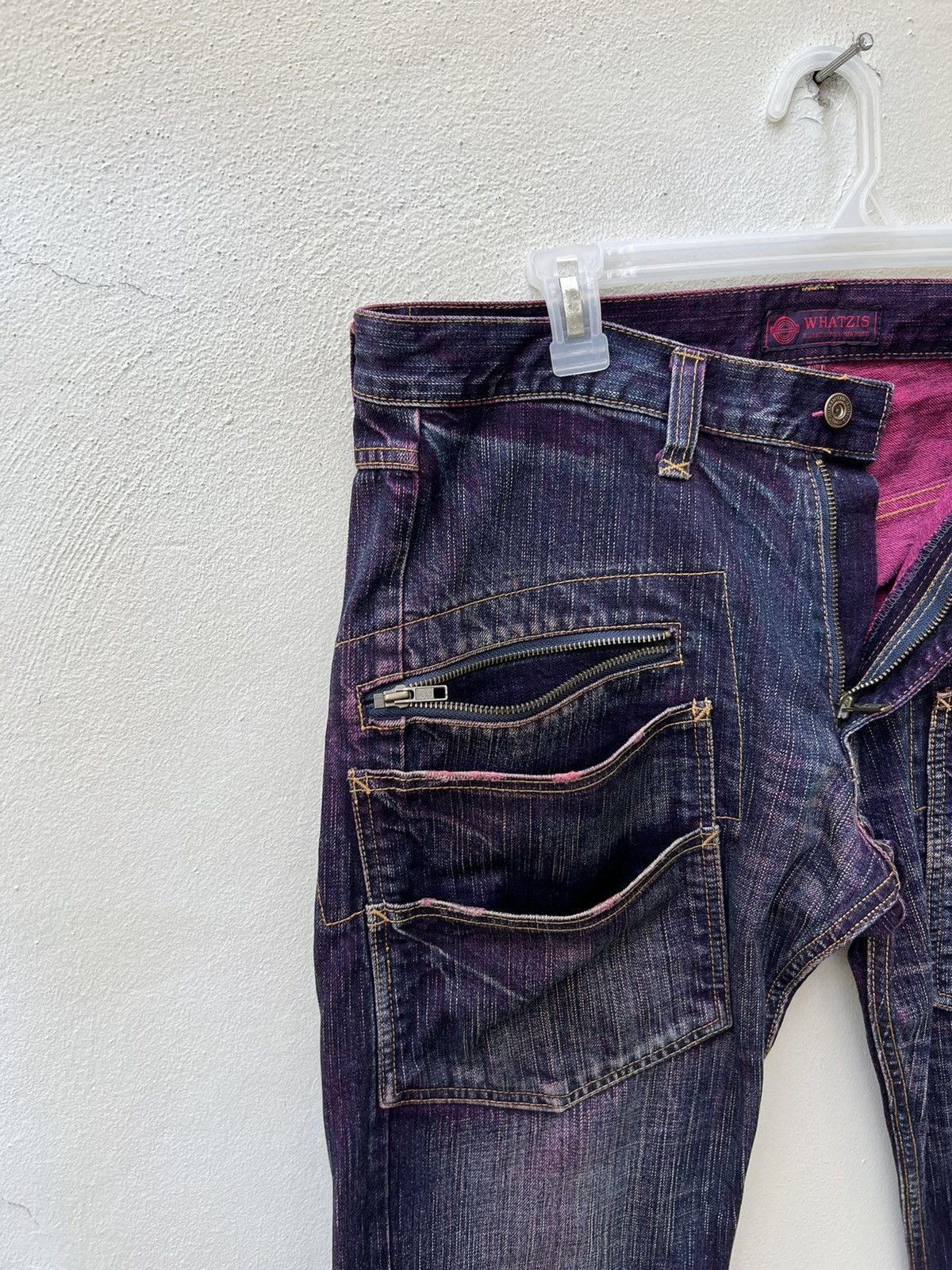 Vintage WHATZIS Japan Coloured Denim 8 Pocket Stretch Jeans Size US 34 / EU 50 - 7 Thumbnail