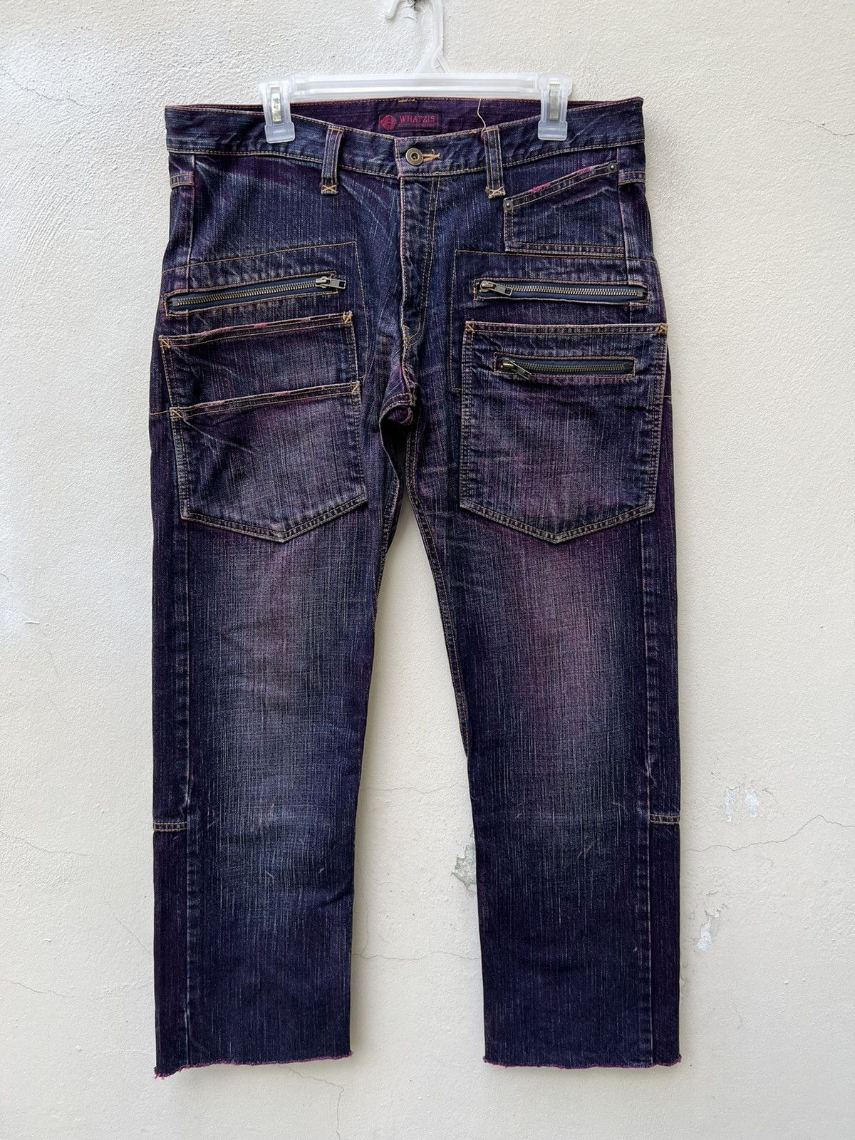 Vintage WHATZIS Japan Coloured Denim 8 Pocket Stretch Jeans Size US 34 / EU 50 - 5 Thumbnail
