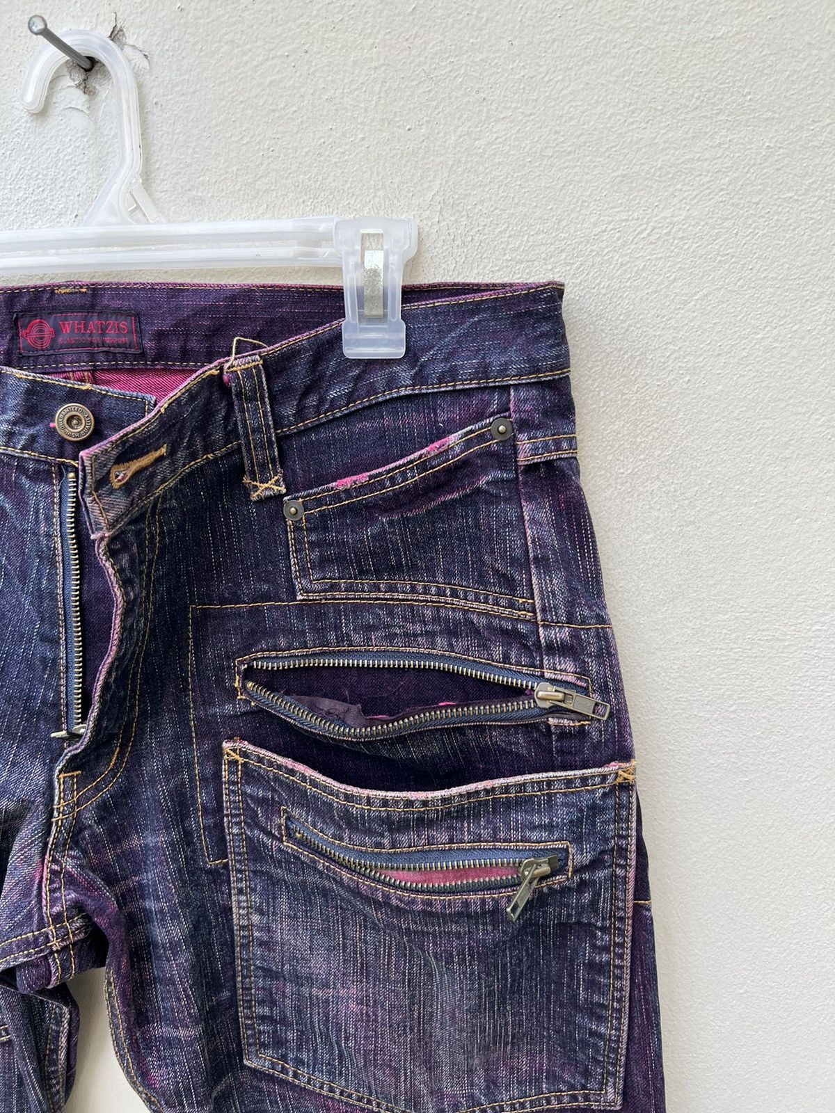 Vintage WHATZIS Japan Coloured Denim 8 Pocket Stretch Jeans Size US 34 / EU 50 - 10 Thumbnail