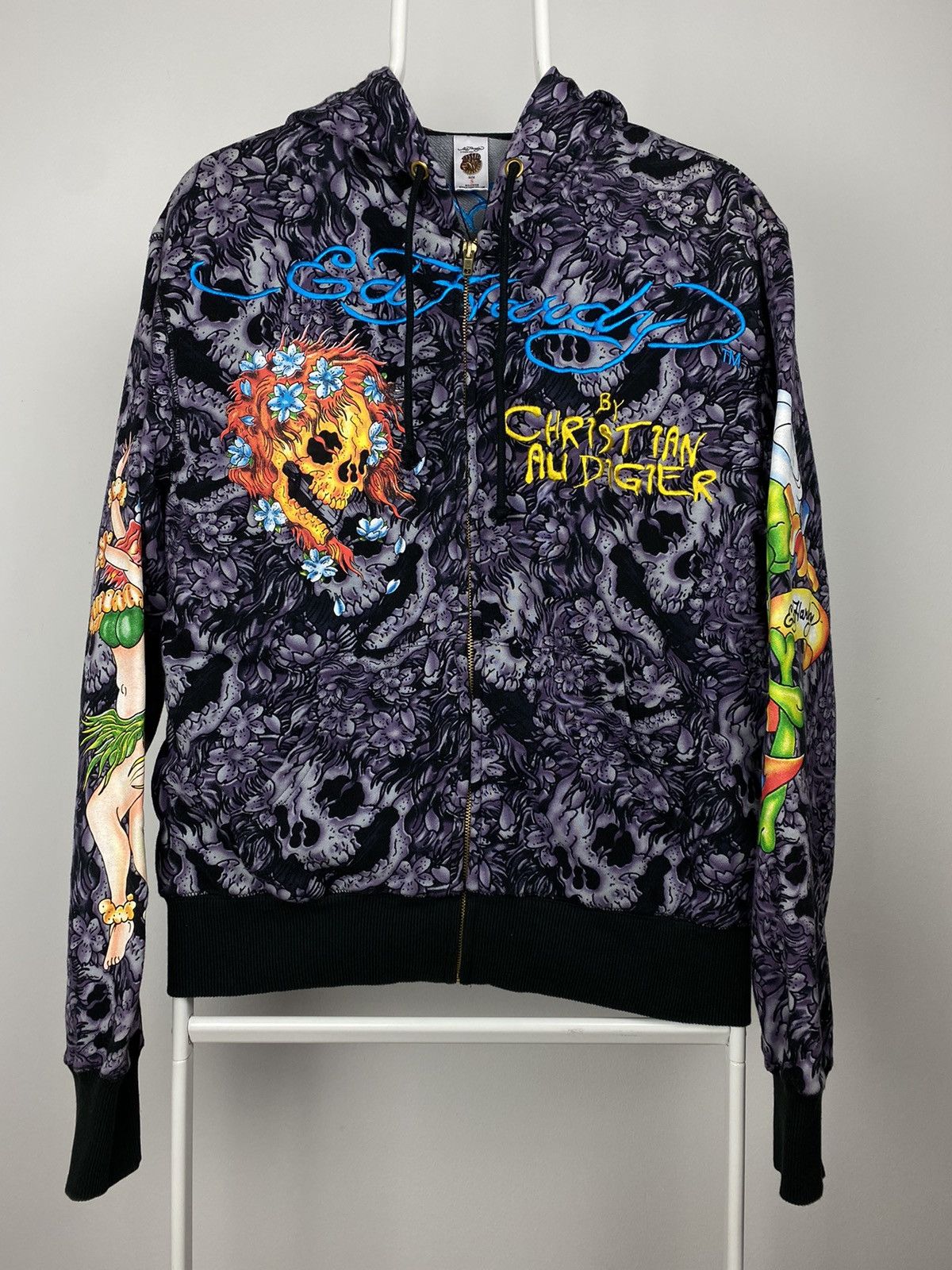 image of Christian Audigier Vintage Purple Zip Hoodie, Men's (Size Small)