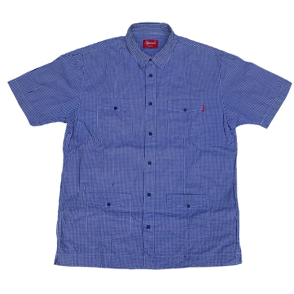 image of Supreme 4 Pocket Gingham Shirt in Gingham Blue, Men's (Size Large)