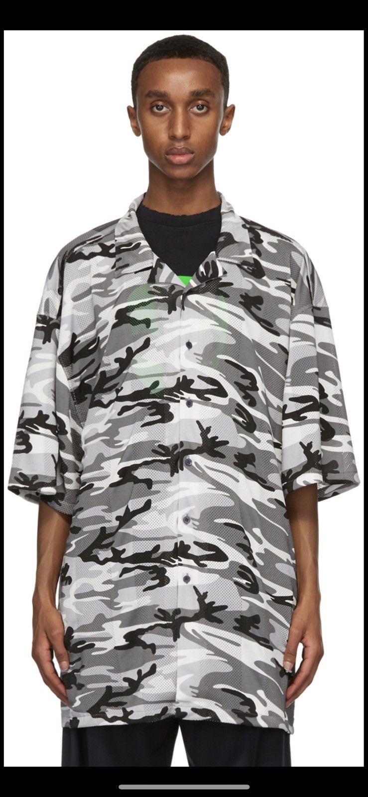 image of Balenciaga Sz37 Oversized Camo Jersey Shirt, Men's (Size XL)