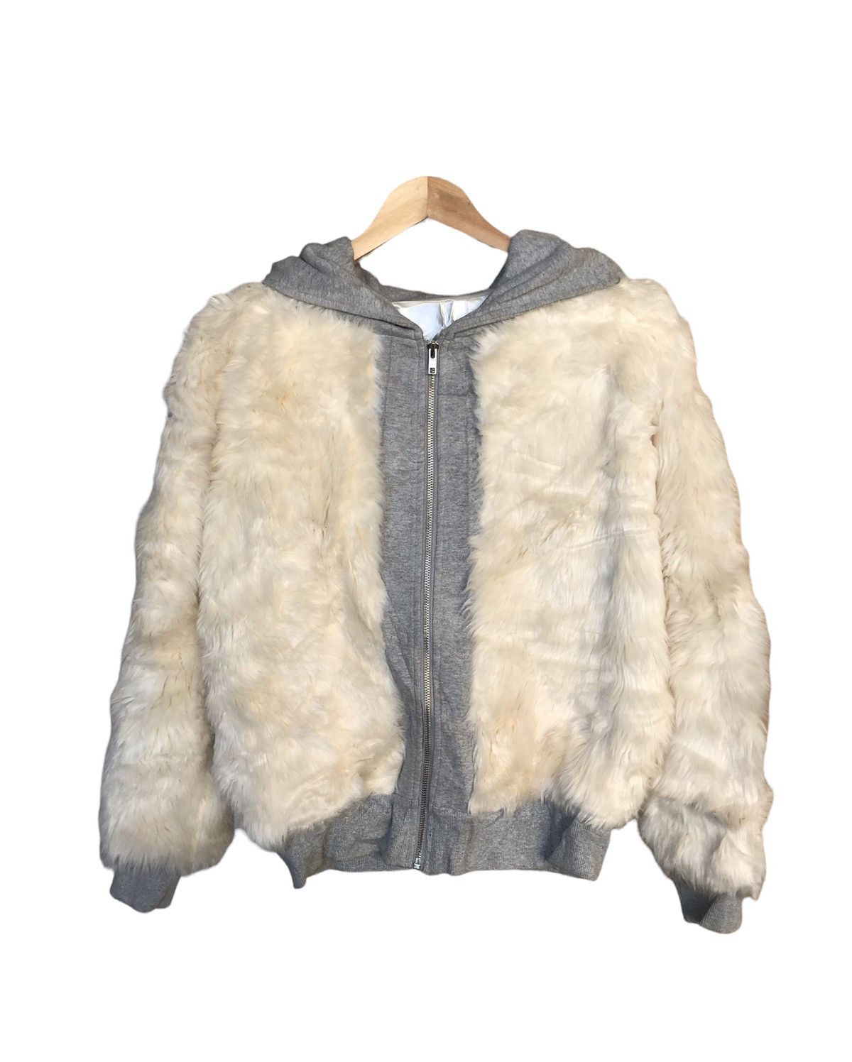 image of Mink Fur Coat Niceo.f.b Faux Fur Sweater Hoodie in White, Women's (Size Medium)