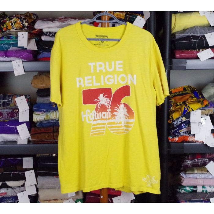 True Religion True Religion Men's XXL Hawaii Yellow Summer Tee | Grailed
