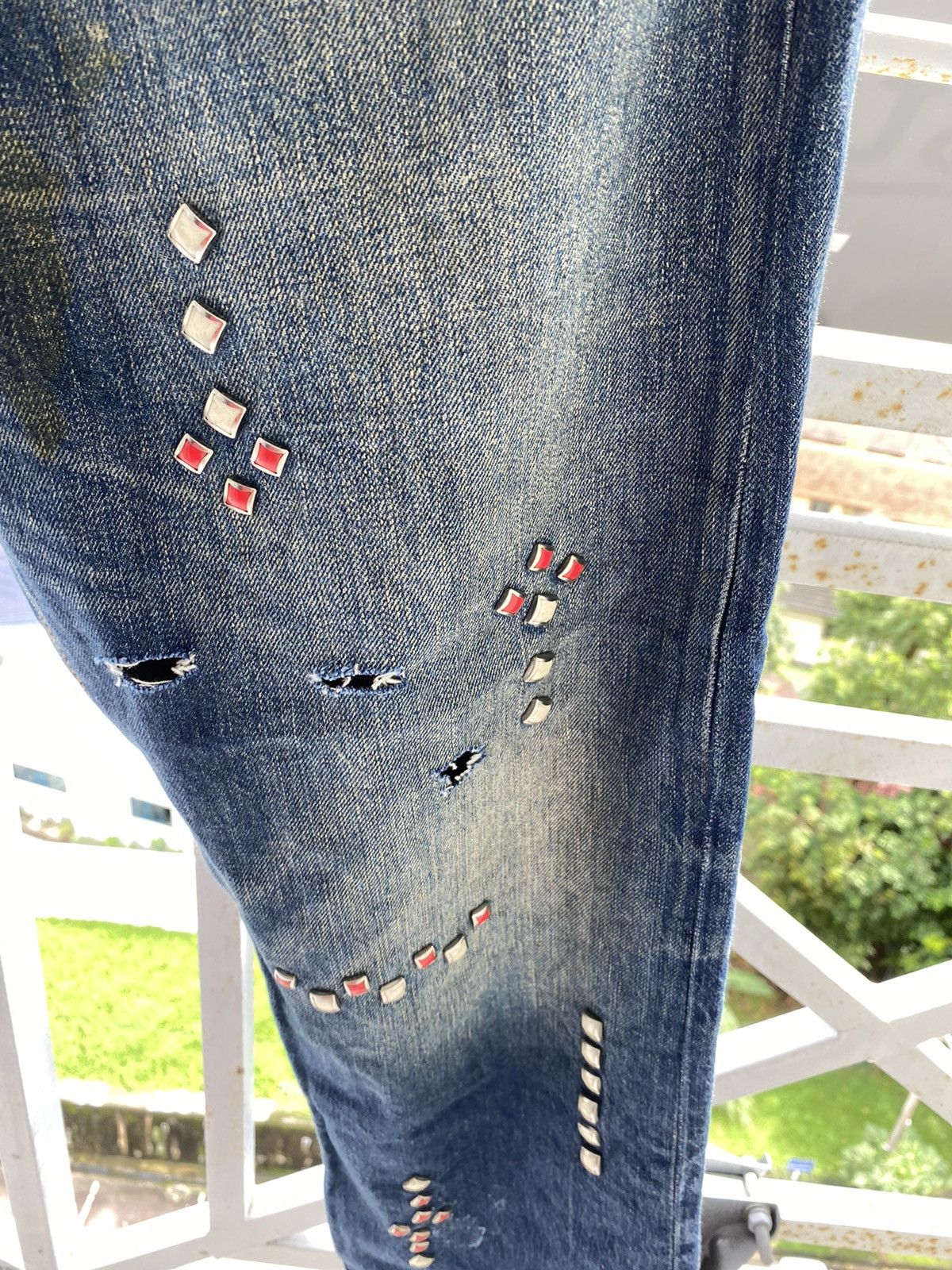 Levi's Vintage Clothing OFFER🔥Levis Distressed Denim Spikes Style Jeans Size US 36 / EU 52 - 5 Thumbnail