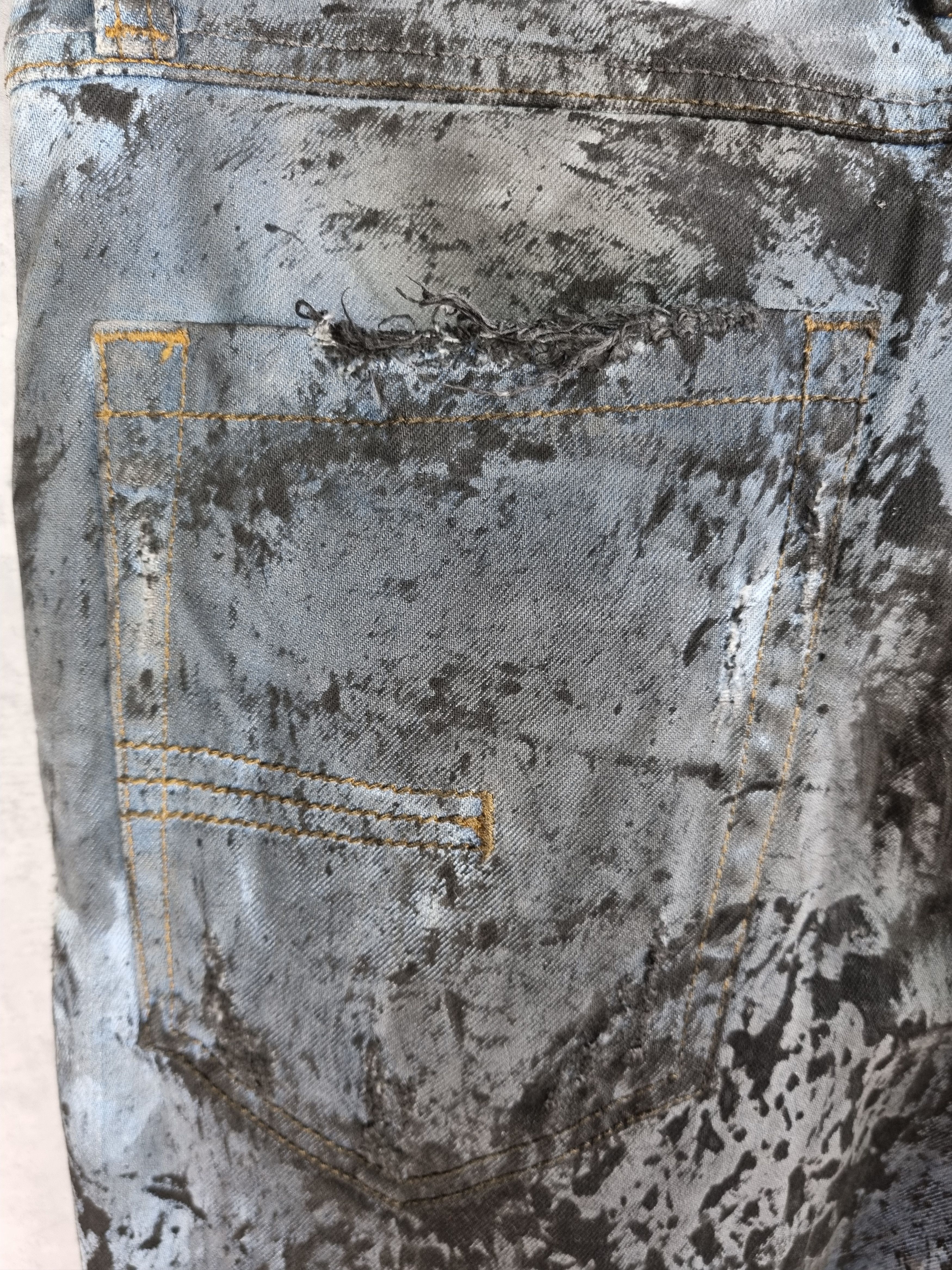 Japanese Brand × Vintage New ADAMUS Art Painting Denim Trashed Jeans Made in Italy Size US 33 - 10 Thumbnail