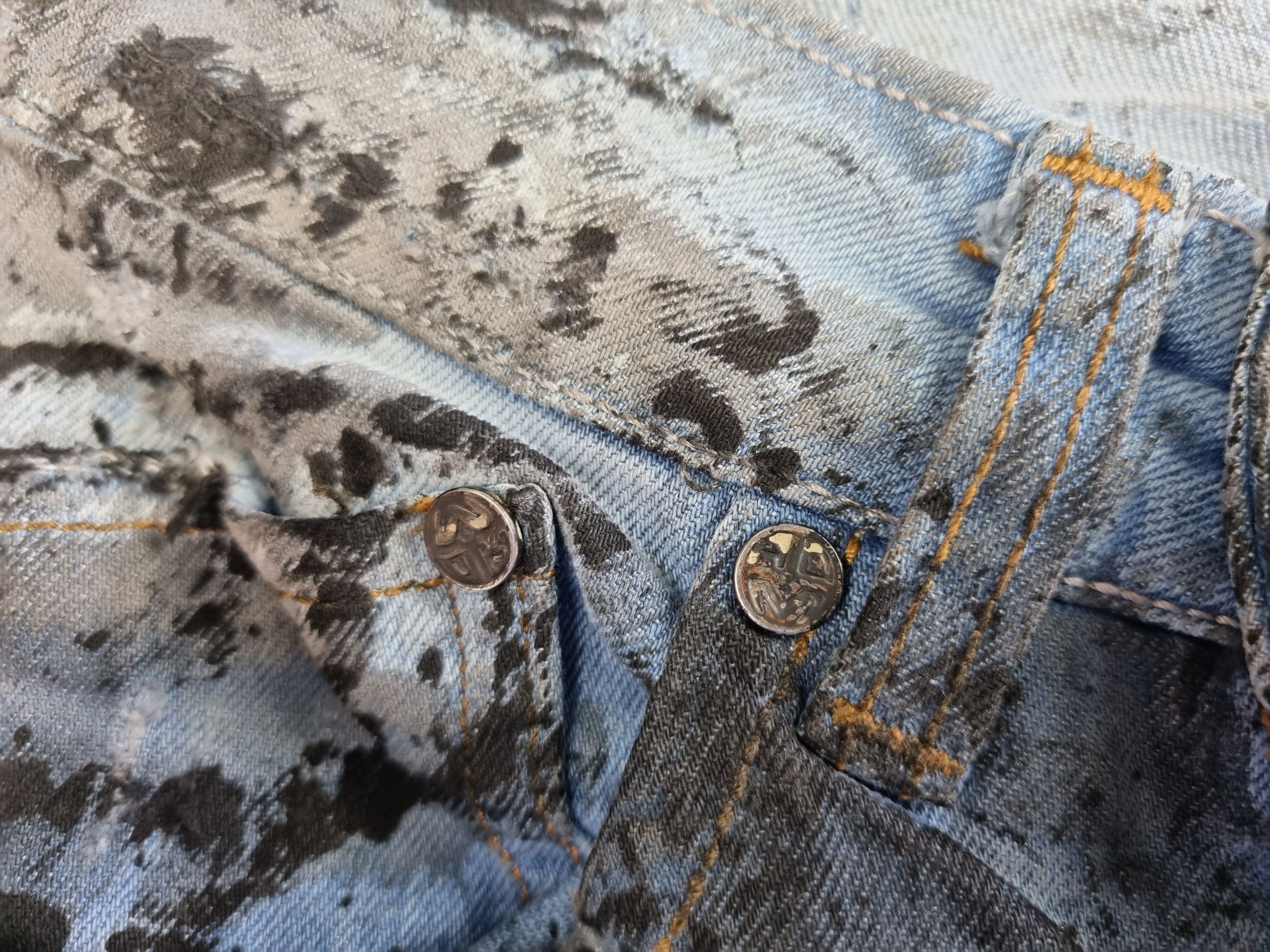 Japanese Brand × Vintage New ADAMUS Art Painting Denim Trashed Jeans Made in Italy Size US 33 - 11 Thumbnail