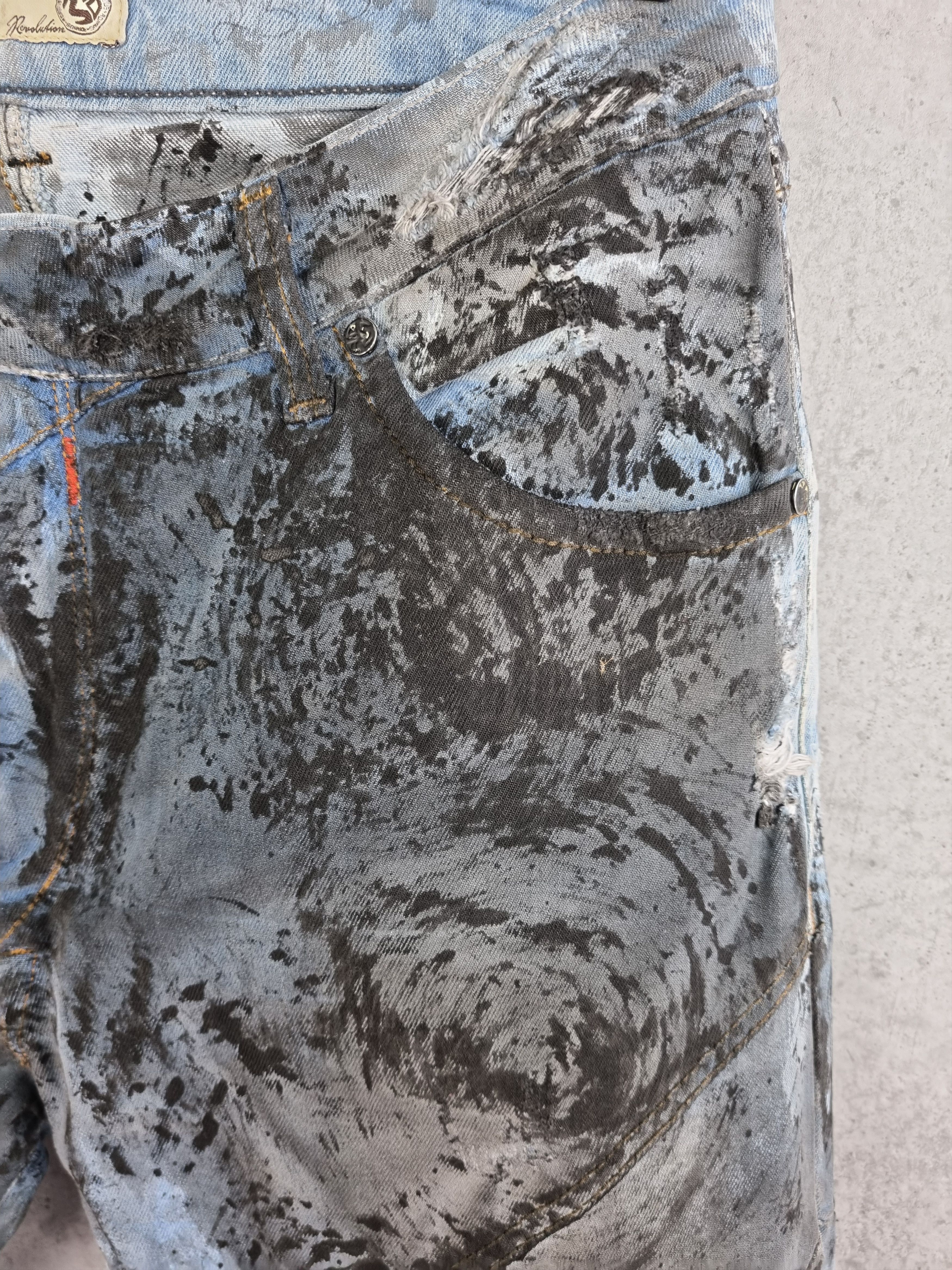 Japanese Brand × Vintage New ADAMUS Art Painting Denim Trashed Jeans Made in Italy Size US 33 - 12 Thumbnail