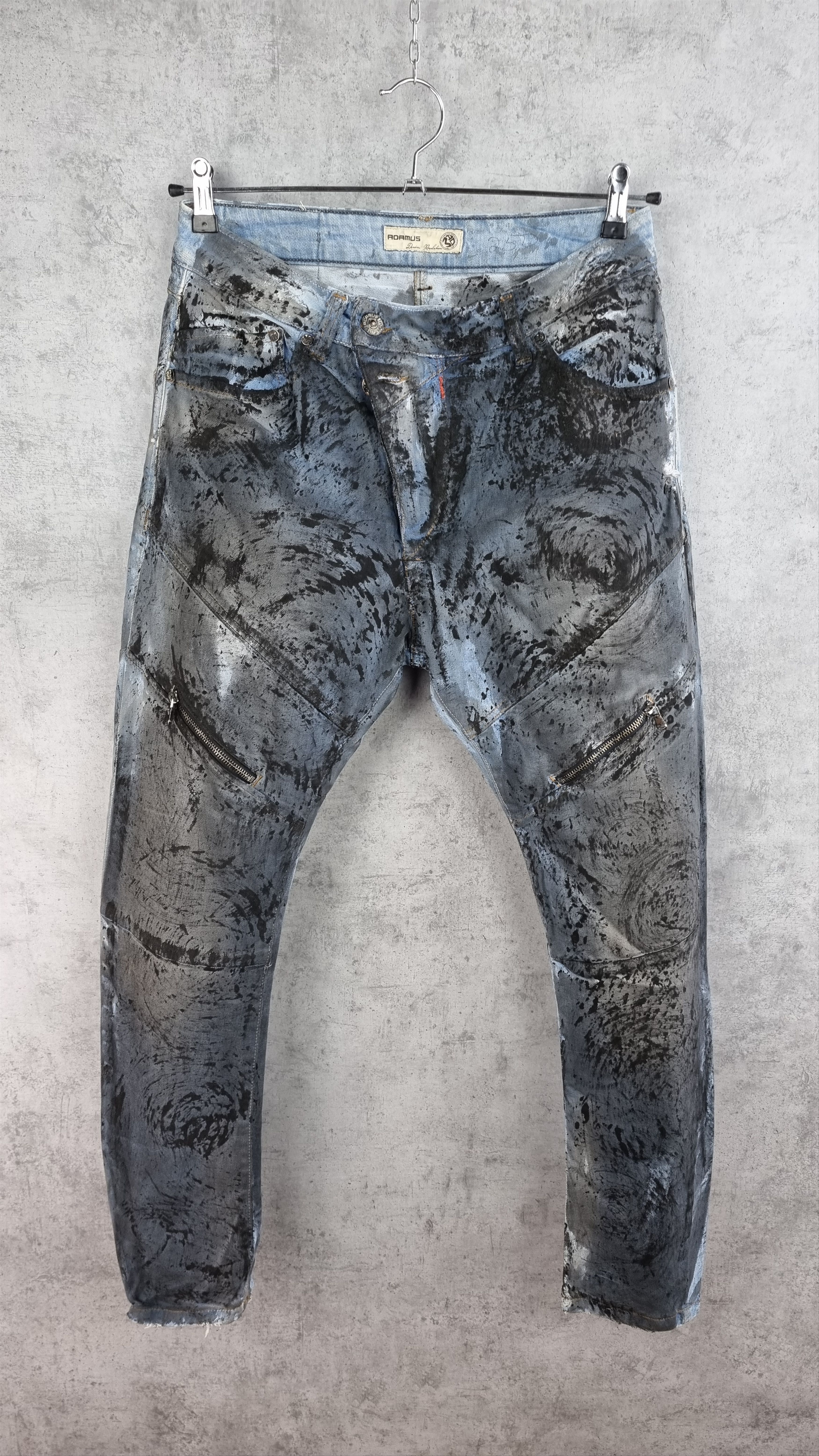 Japanese Brand × Vintage New ADAMUS Art Painting Denim Trashed Jeans Made in Italy Size US 33 - 2 Thumbnail